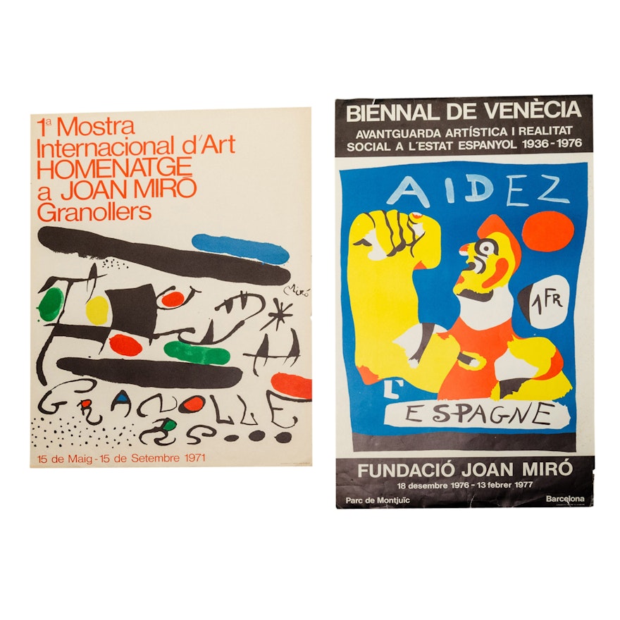 Joan Miró Exhibition Posters for "Aidez Espagne" and "Mostra Granollers"