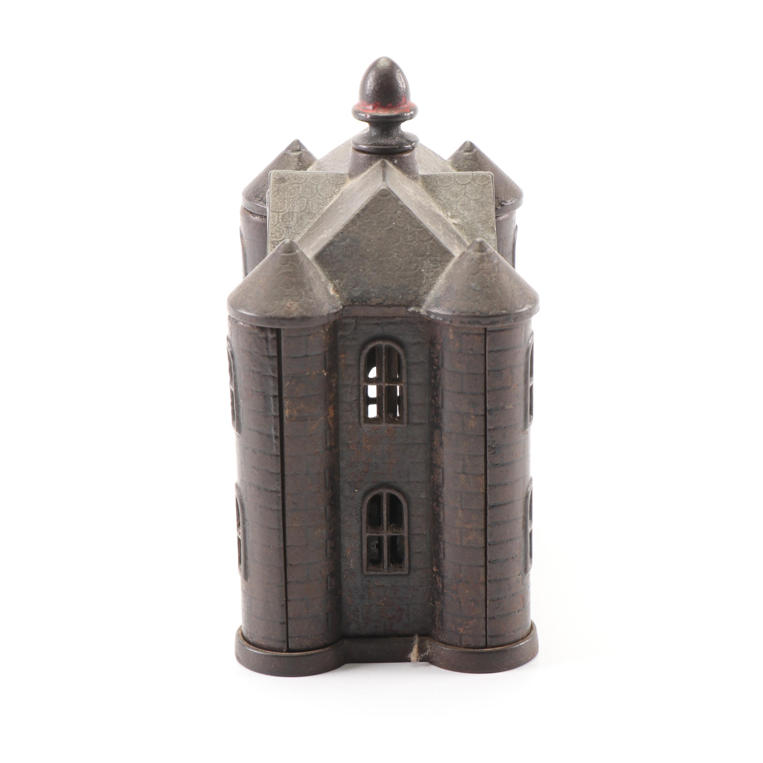 Vintage Cast Iron Bank Resembling House