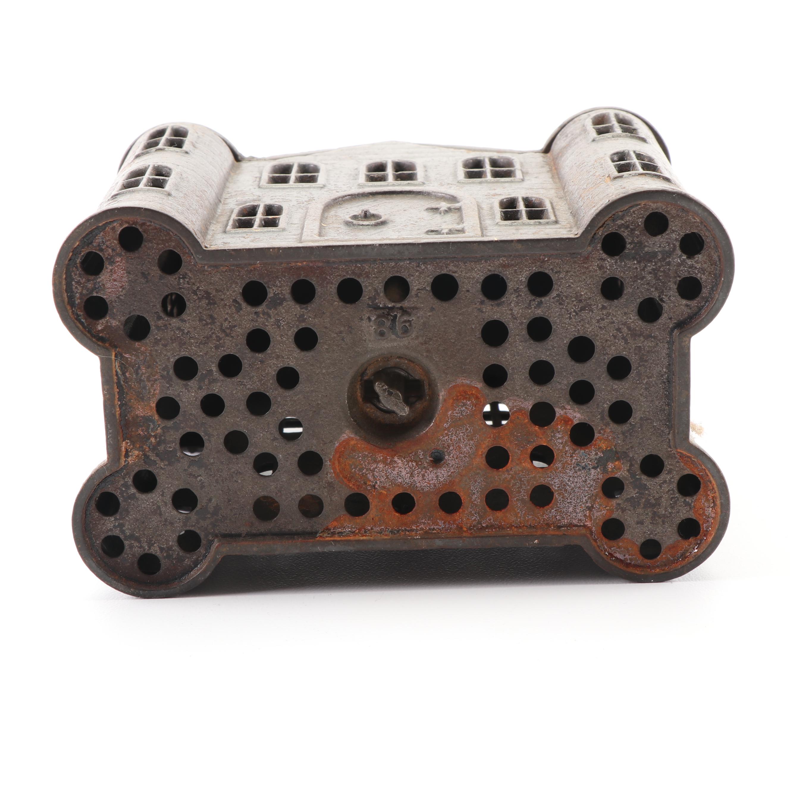 Vintage Cast Iron Bank Resembling House