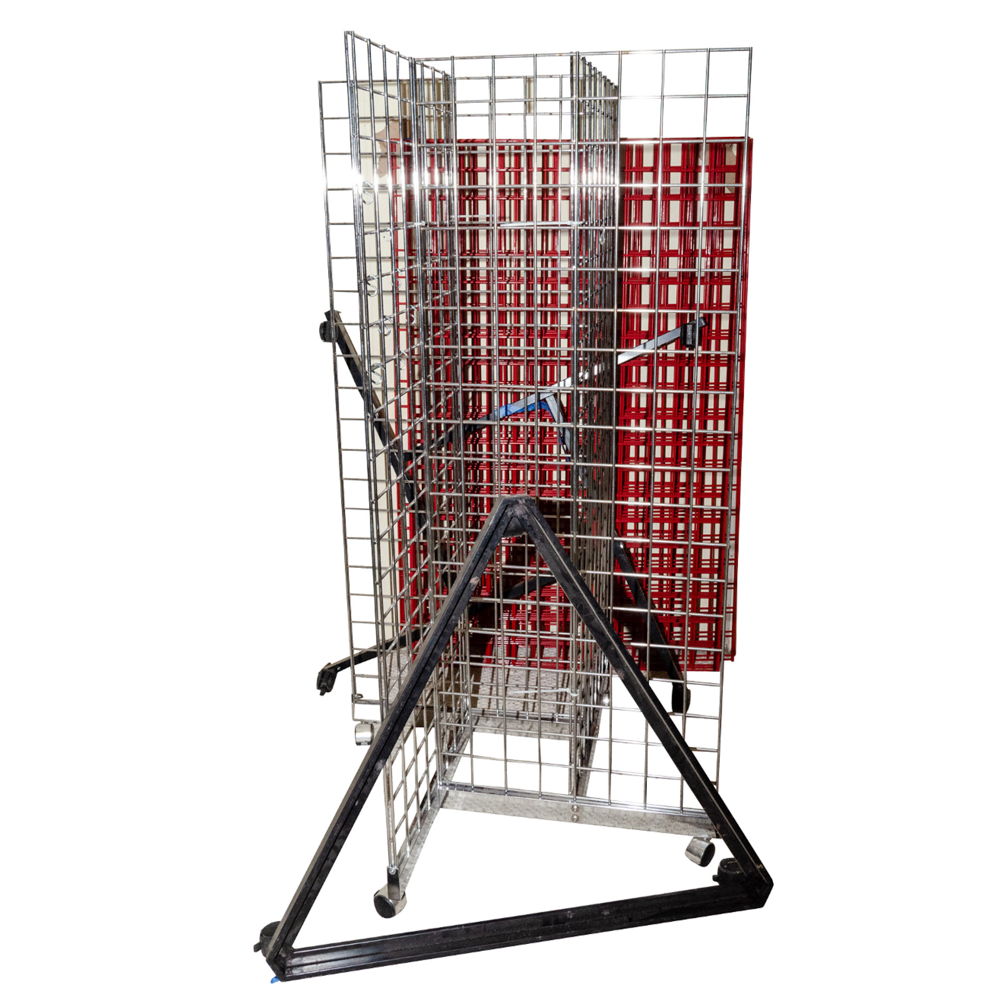 Three Metal Grid Free-Standing Display Racks