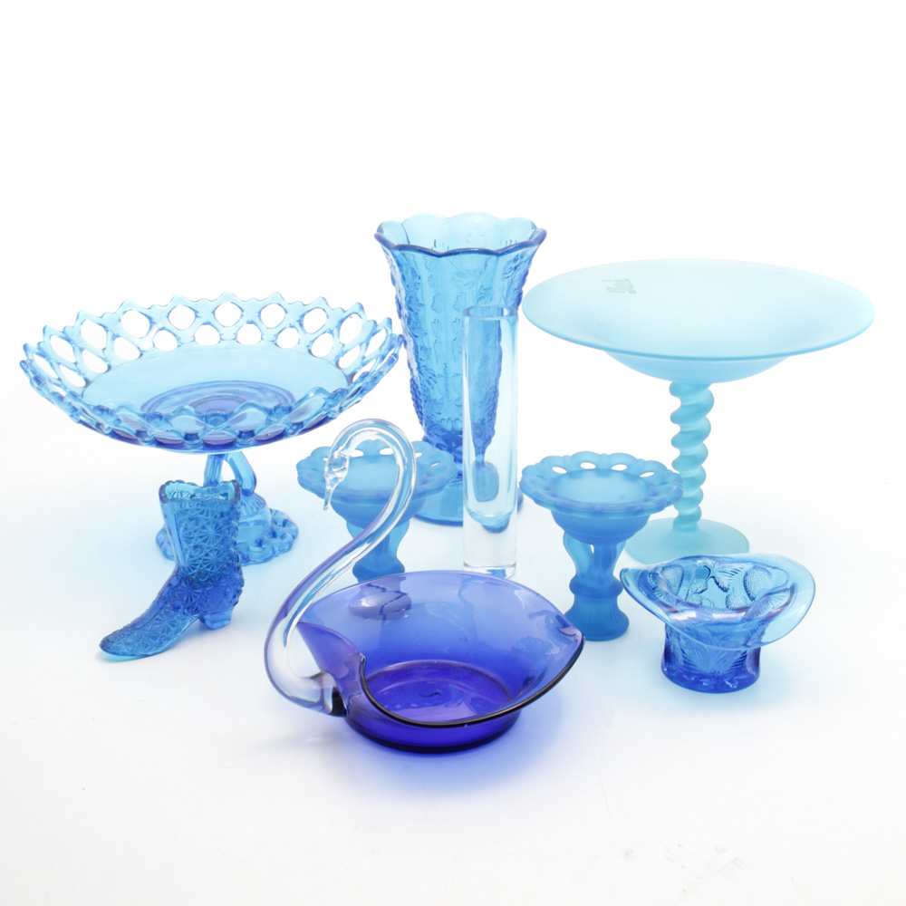 Blue Glass Centerpieces and Decorative Tableware