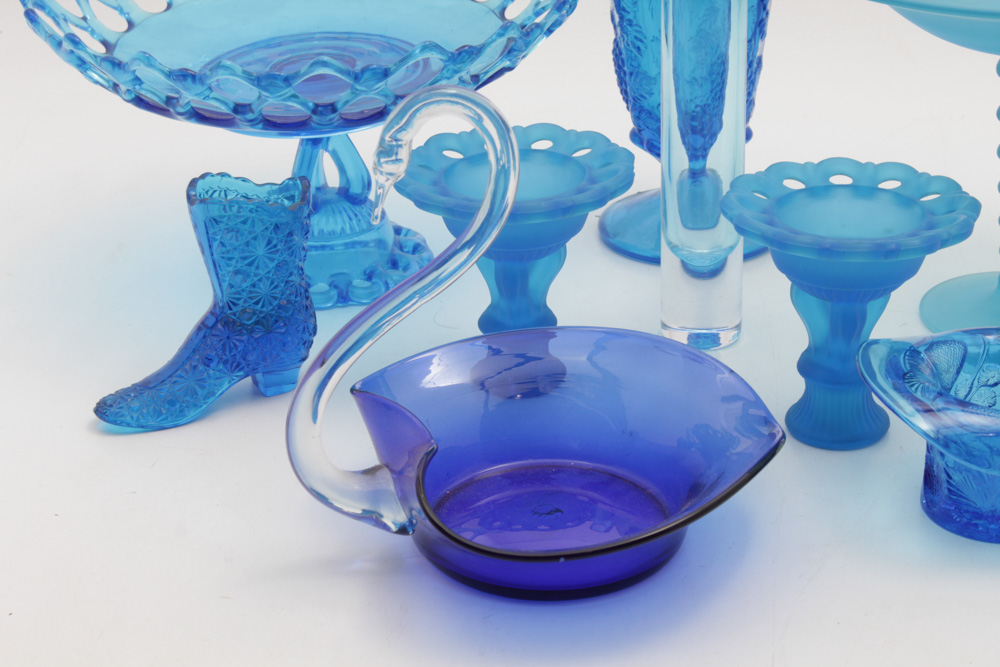 Blue Glass Centerpieces and Decorative Tableware