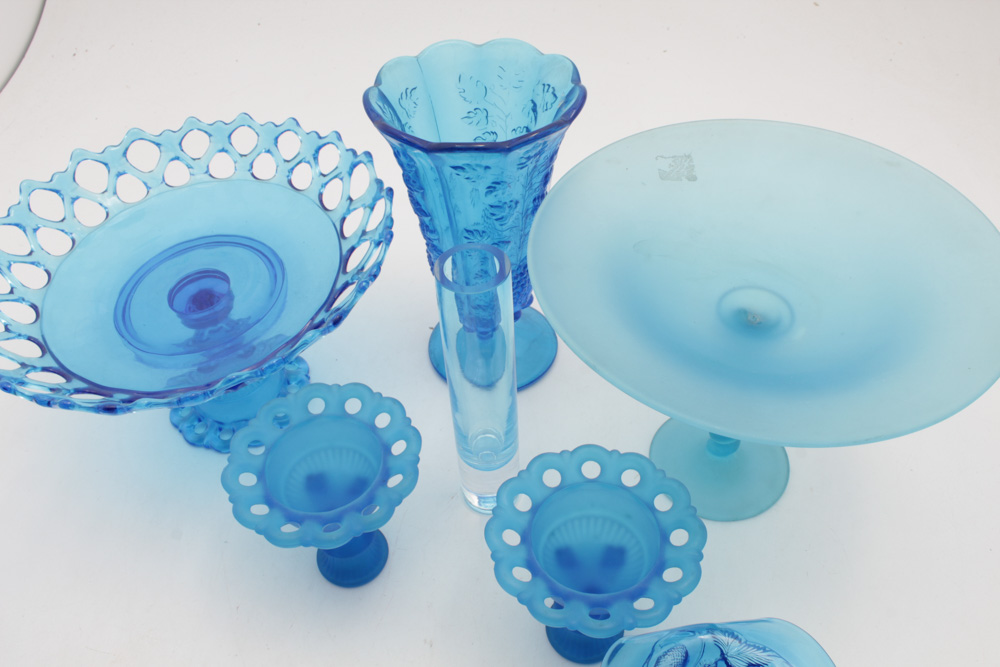 Blue Glass Centerpieces and Decorative Tableware