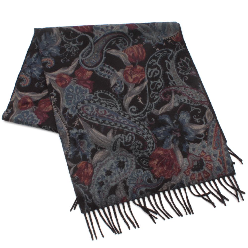 Loro Piana Multicolor Cashmere Scarf with Fringe, Made in Italy