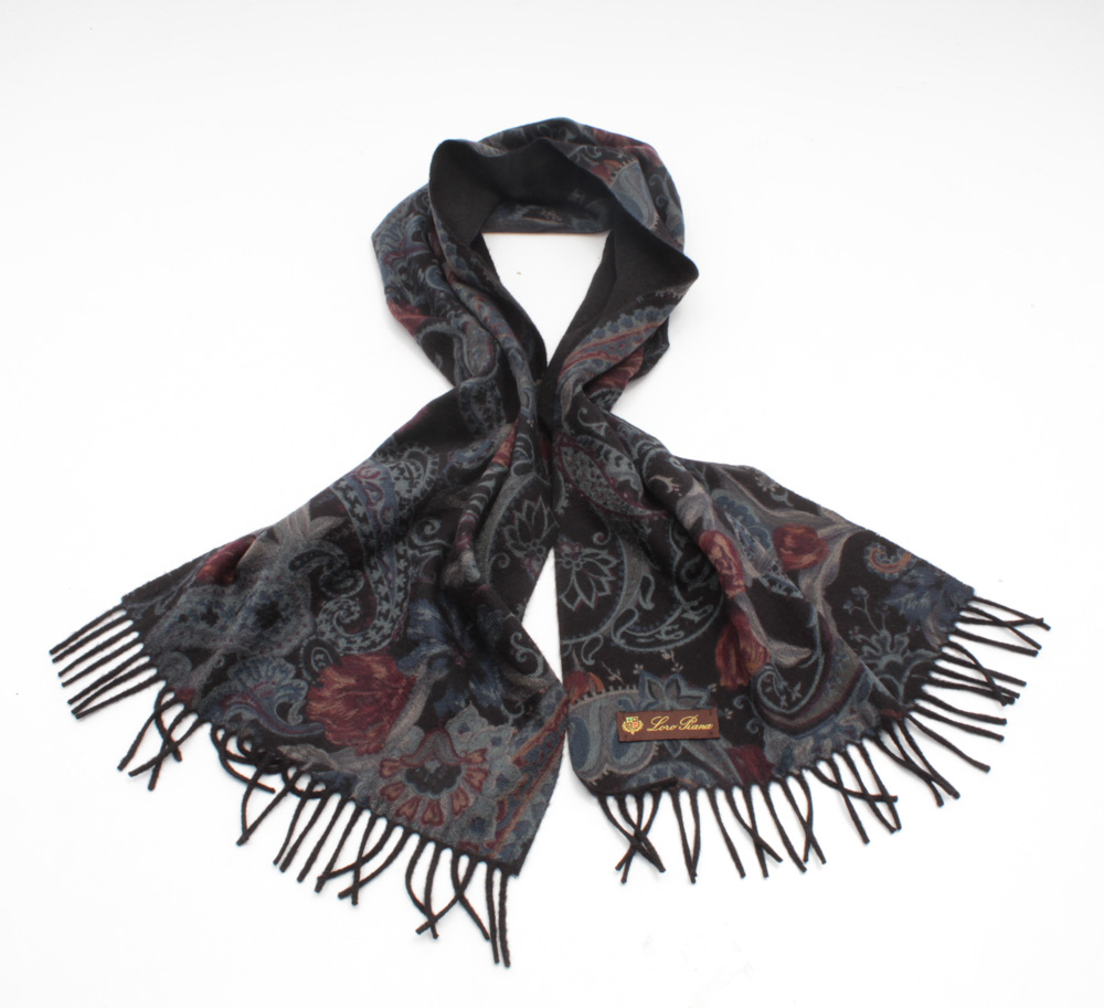 Loro Piana Multicolor Cashmere Scarf with Fringe, Made in Italy