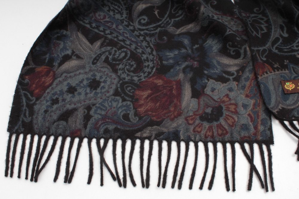 Loro Piana Multicolor Cashmere Scarf with Fringe, Made in Italy
