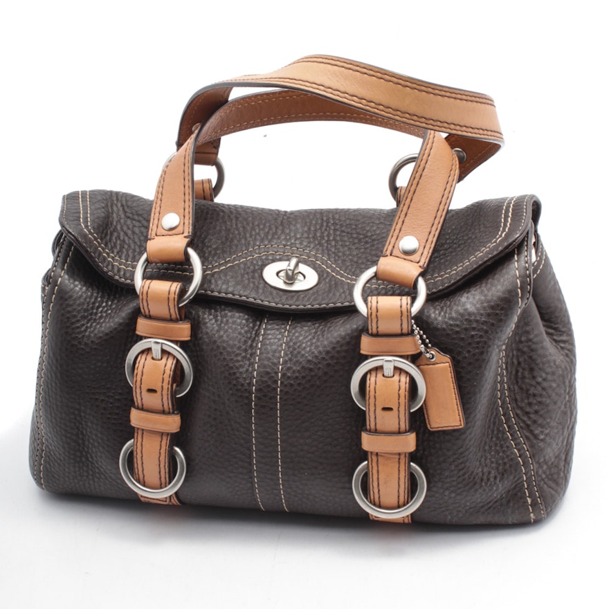 Coach Chelsea Pebbled Leather Turnlock Satchel