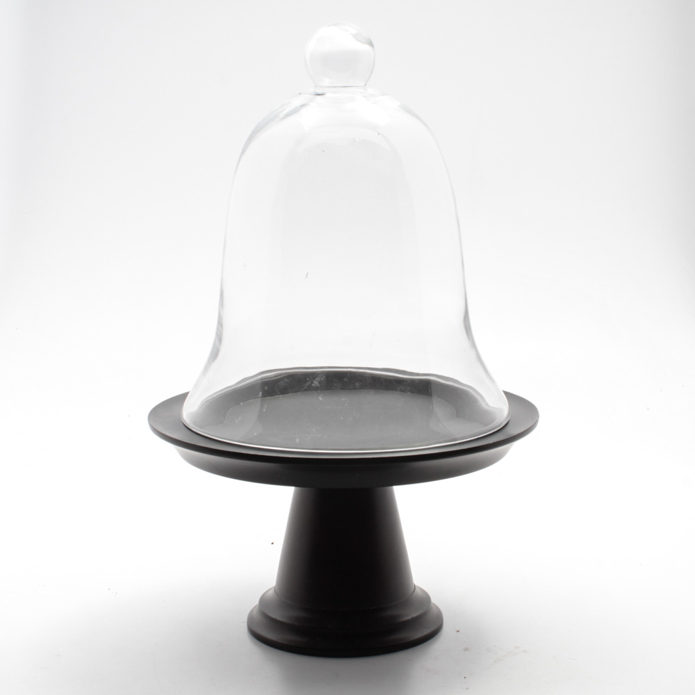 Oversize Glass Cloche' with Black Pedestal Base