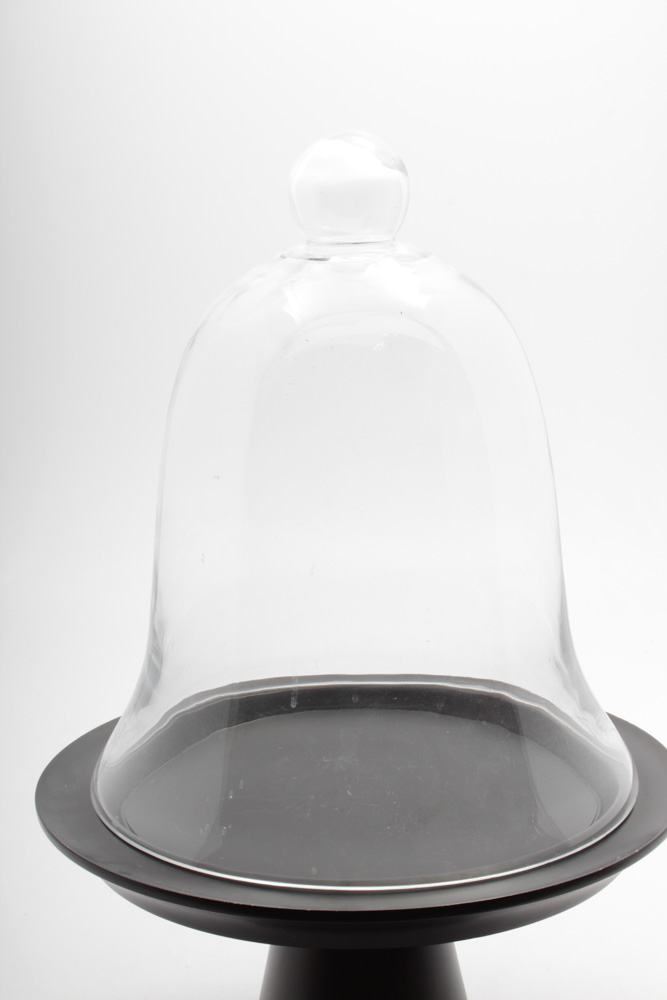 Oversize Glass Cloche' with Black Pedestal Base