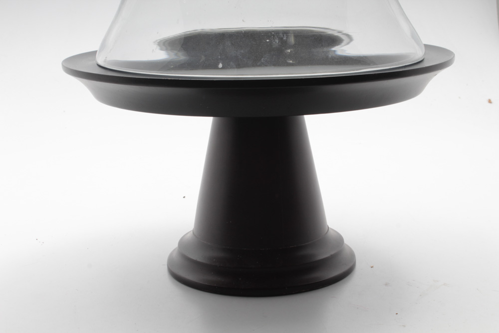 Oversize Glass Cloche' with Black Pedestal Base