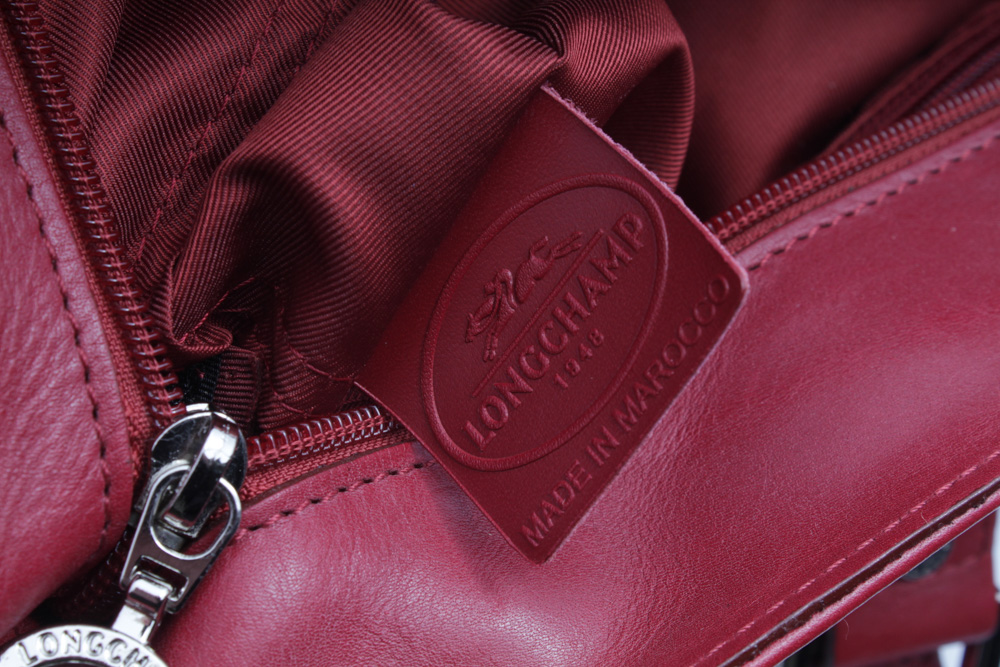 Longchamp Paris Canvas and Red Leather Tote