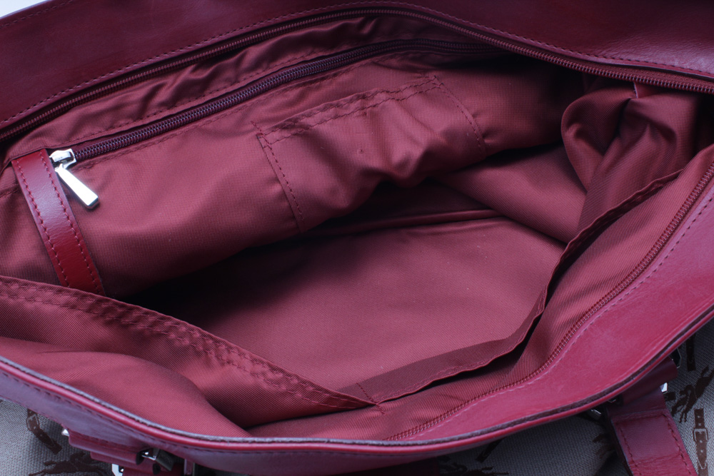 Longchamp Paris Canvas and Red Leather Tote