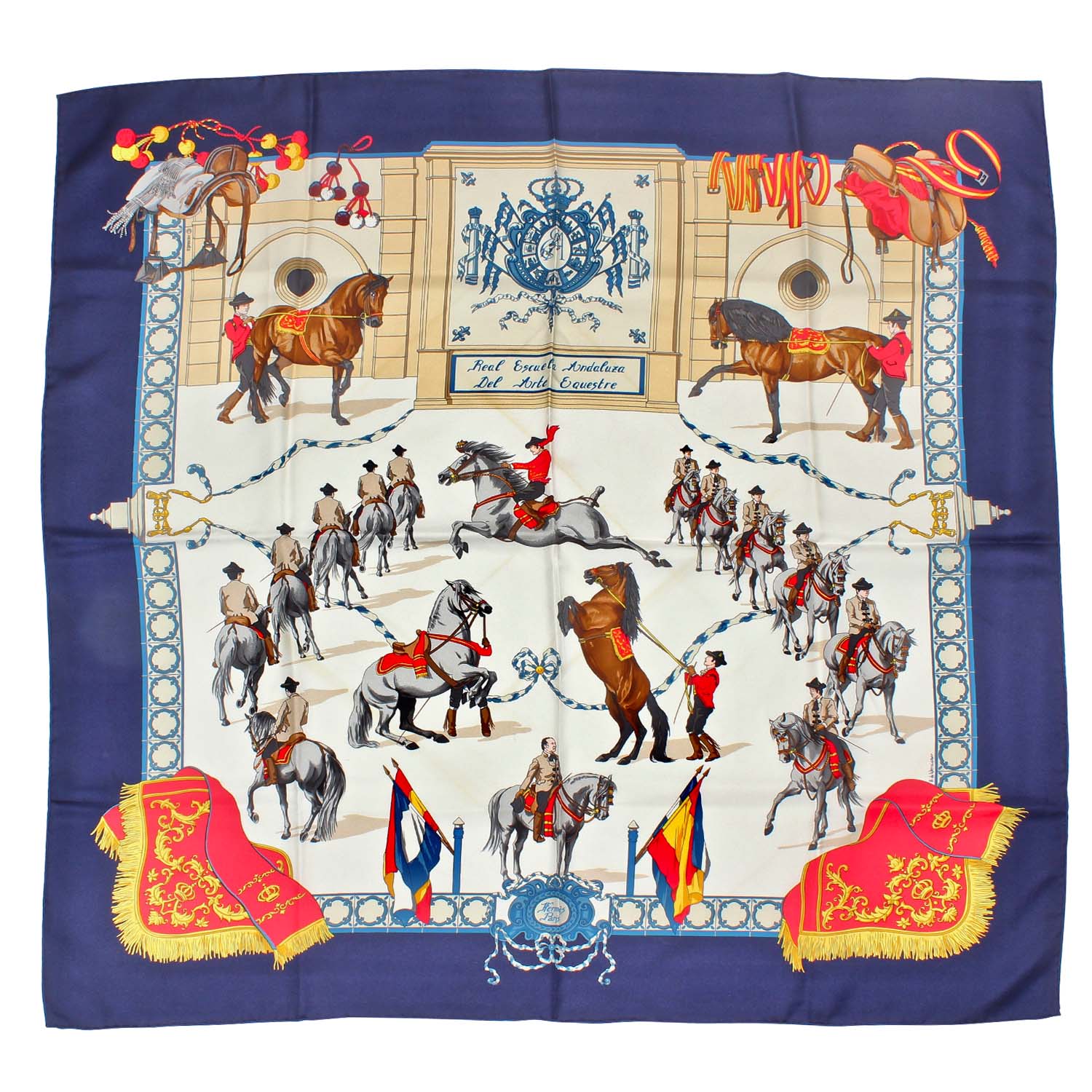 Hermès of Paris "Real Escuela Andaluza Del Arte Ecuestre" Silk Scarf