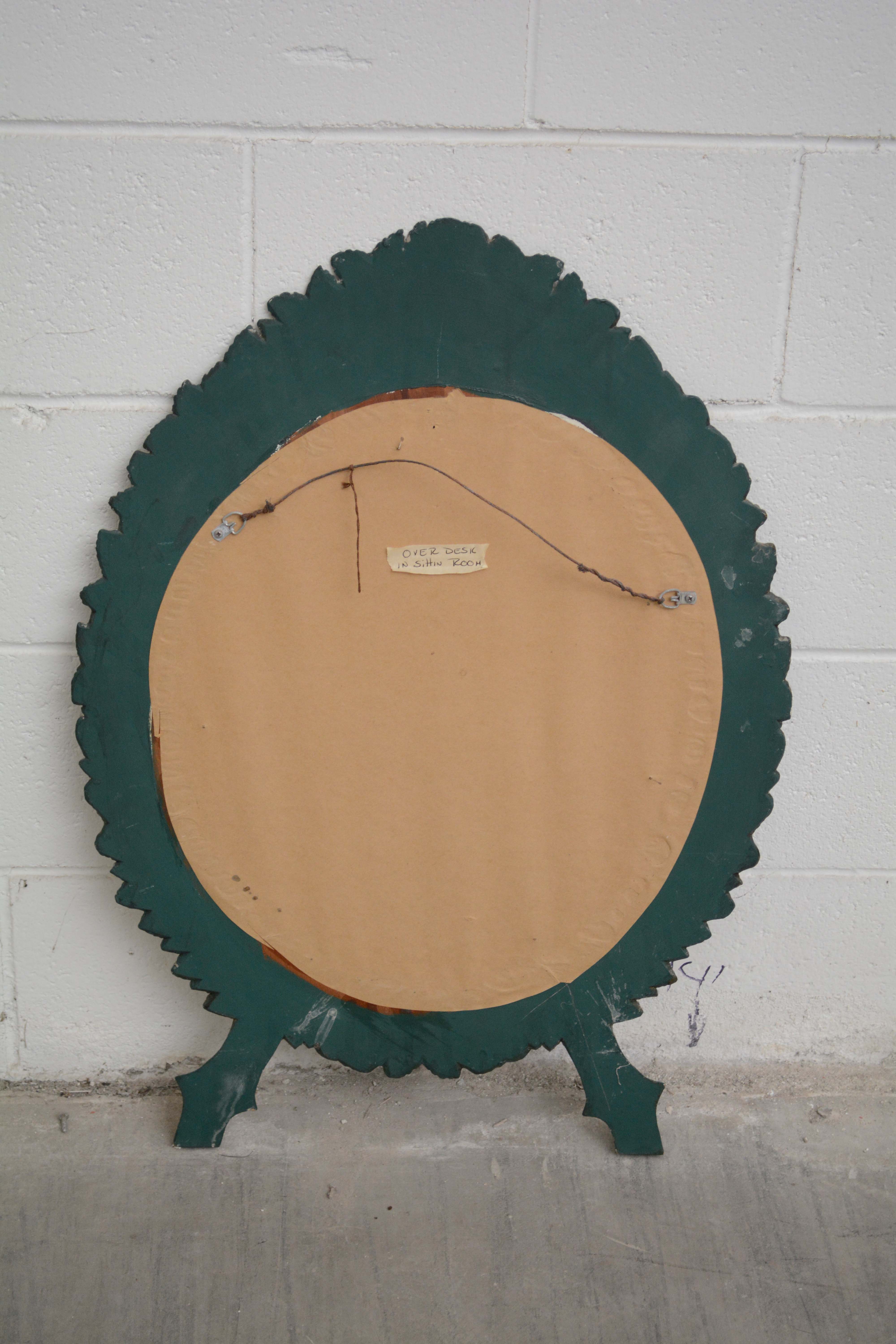 Floral Painted Wall Mount Mirror, Mid/Late 20th Century