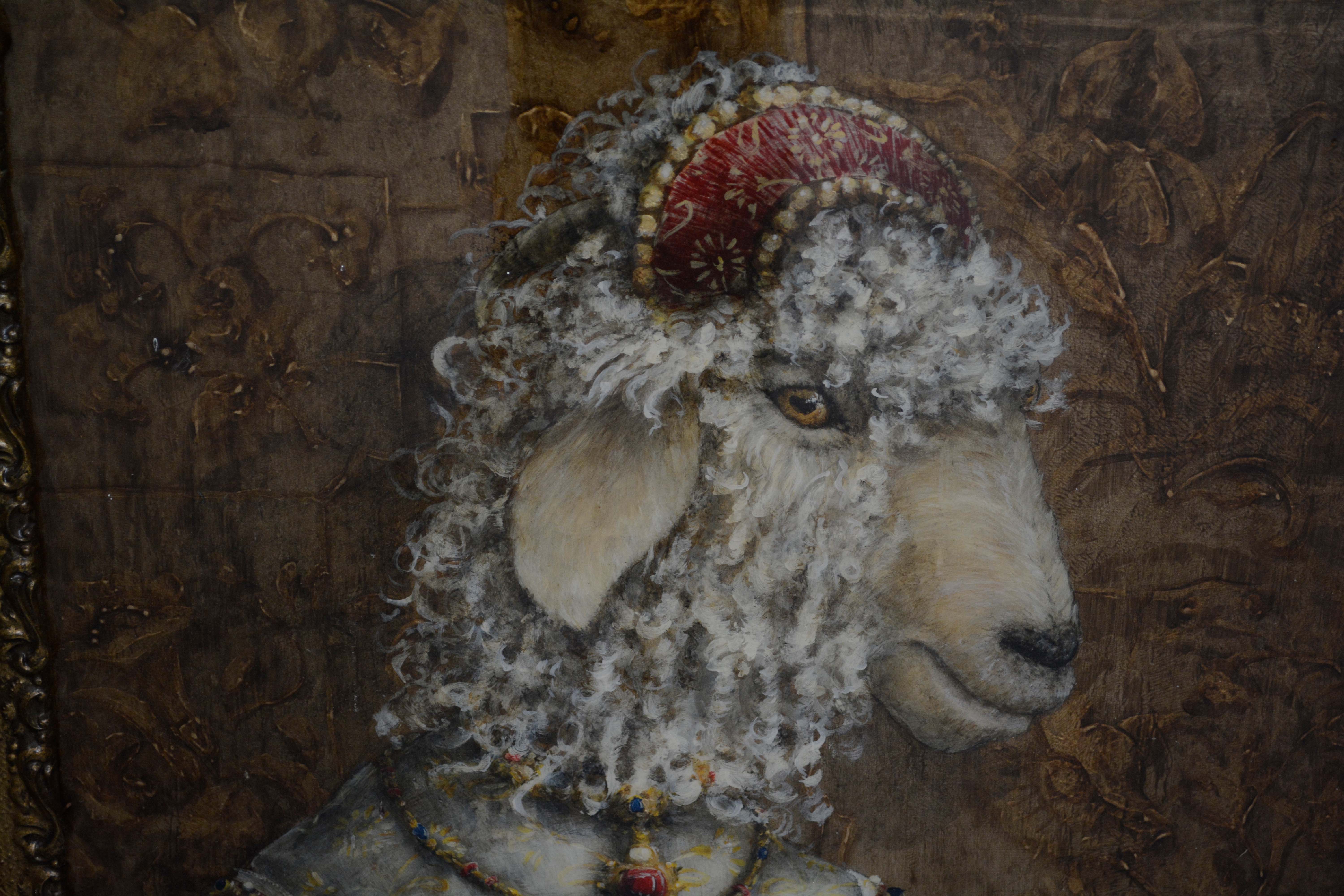 Anthropomorphic Sheep Portrait Oil Painting