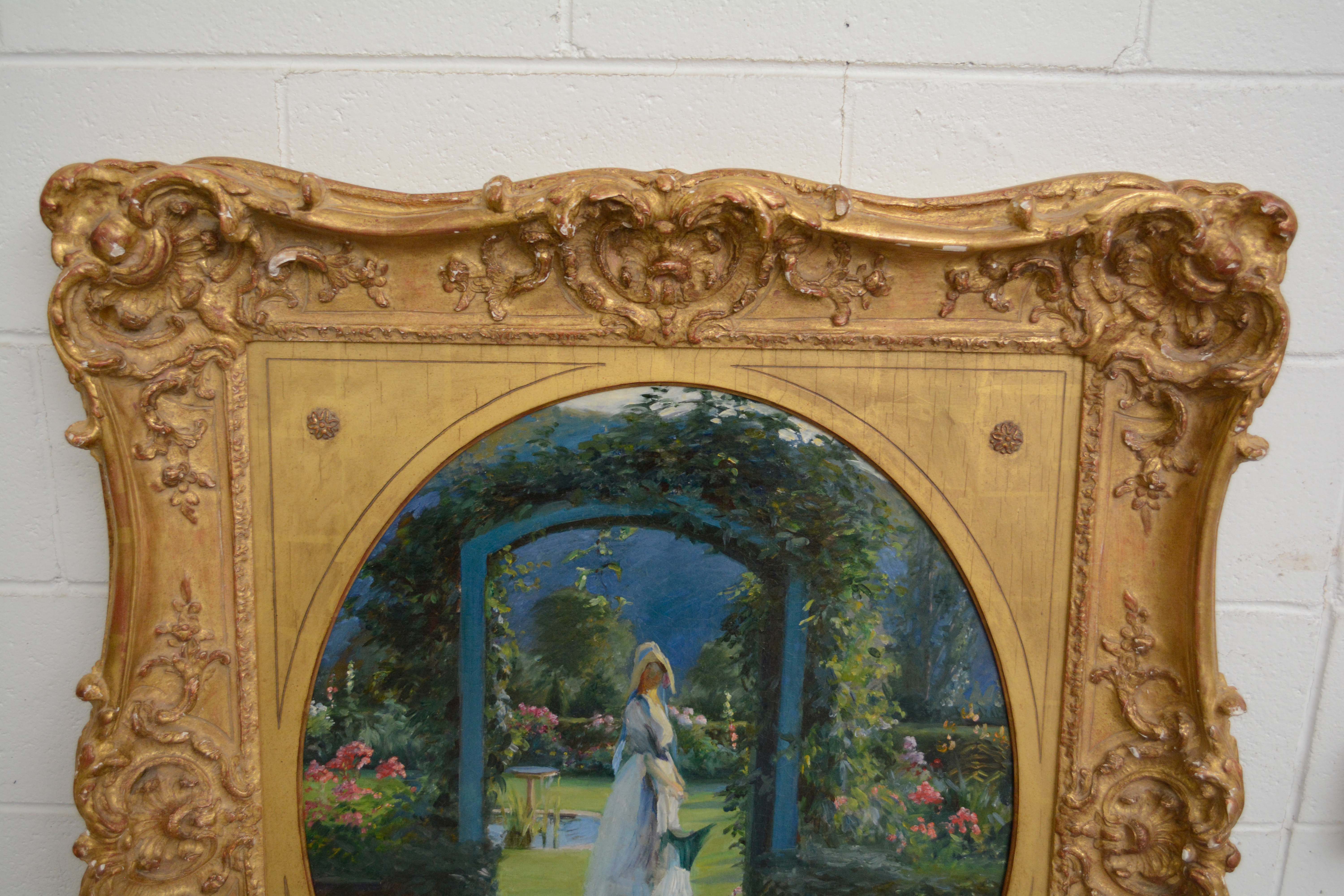 Oil Painting of Woman in a Garden