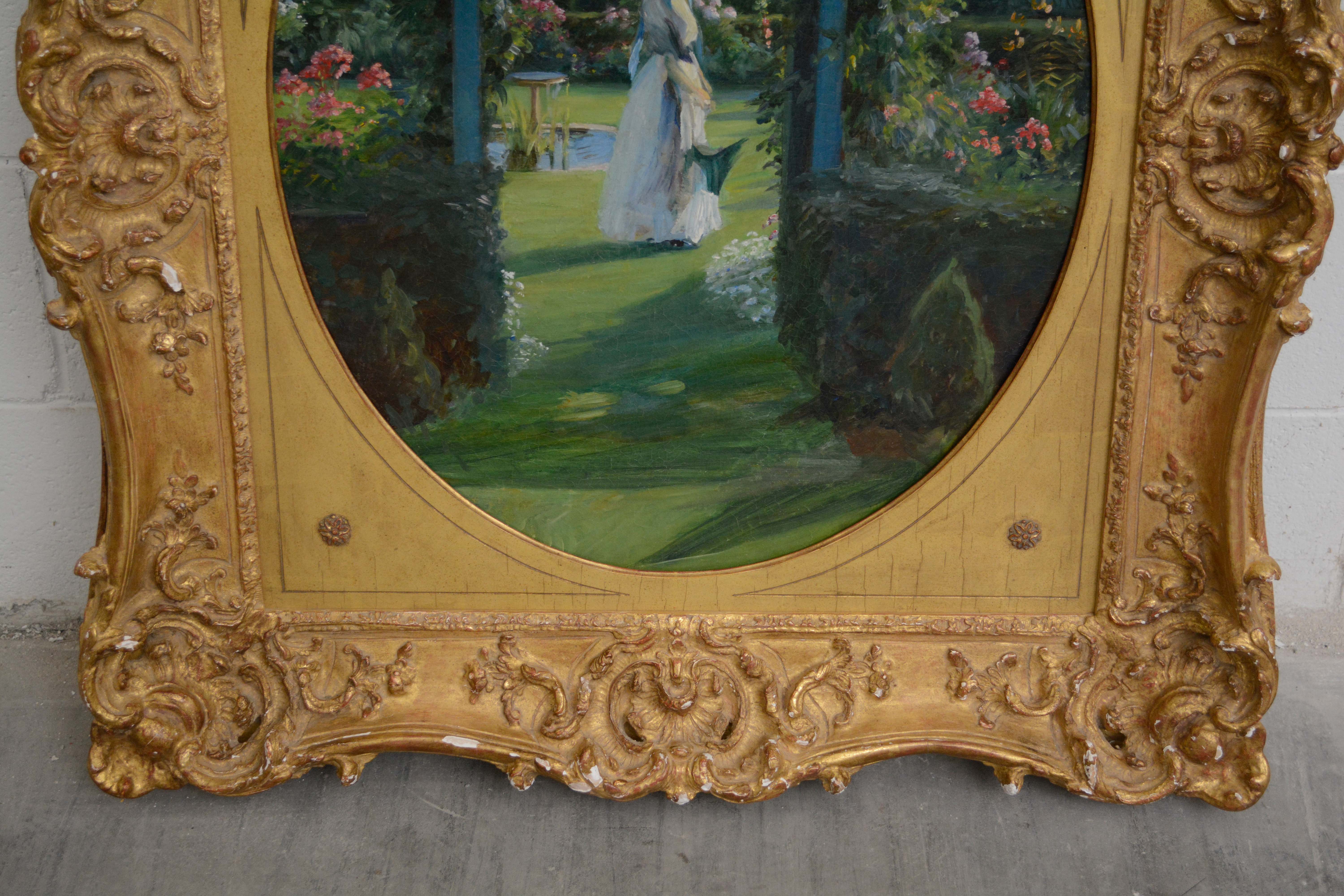 Oil Painting of Woman in a Garden
