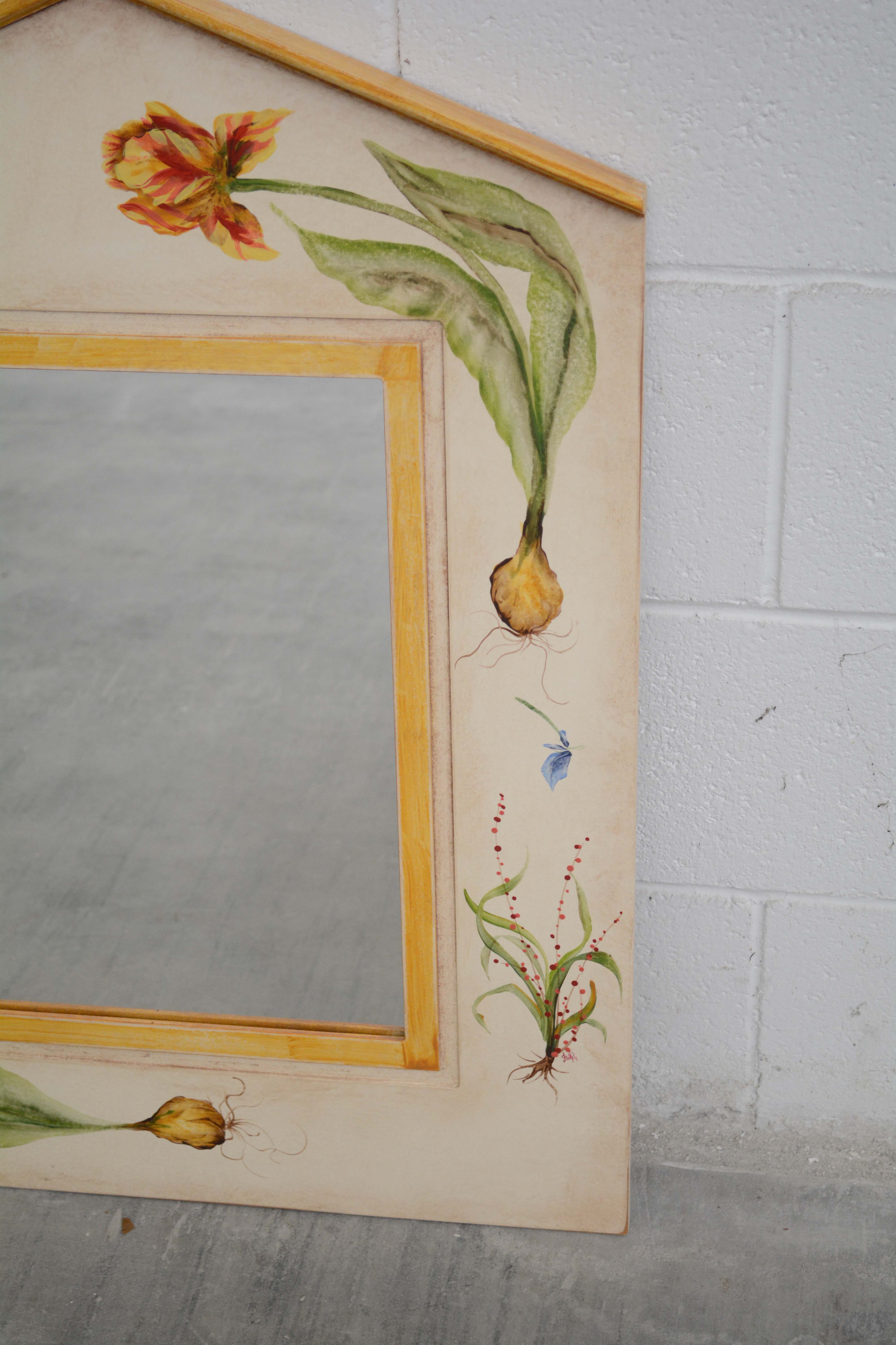 Contemporary Hand-Painted Wood Frame Wall Mirror by Faith Walk Designs