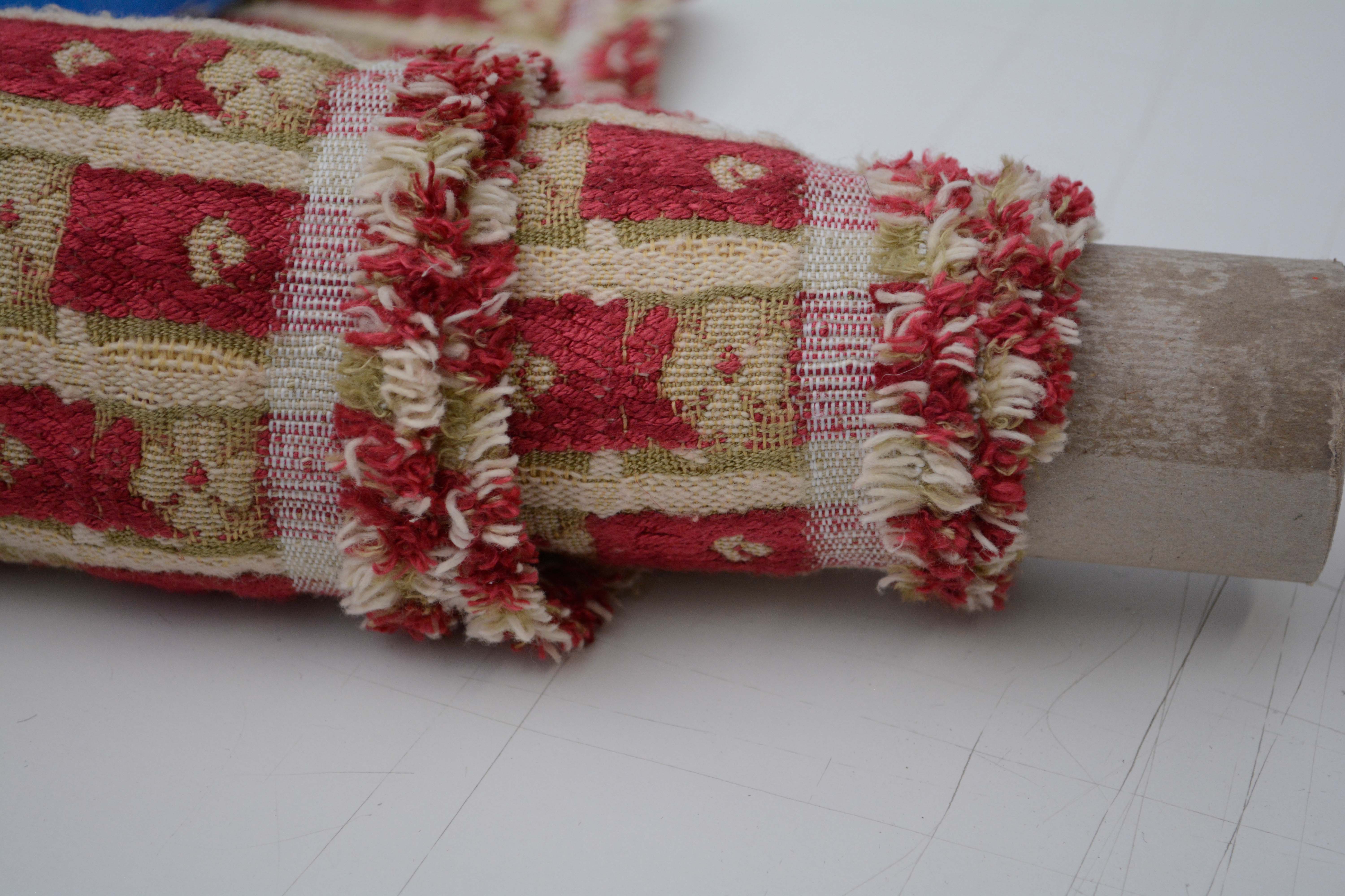 Red, Gold, and Green Embroidered Upholstery Fabric Bolts