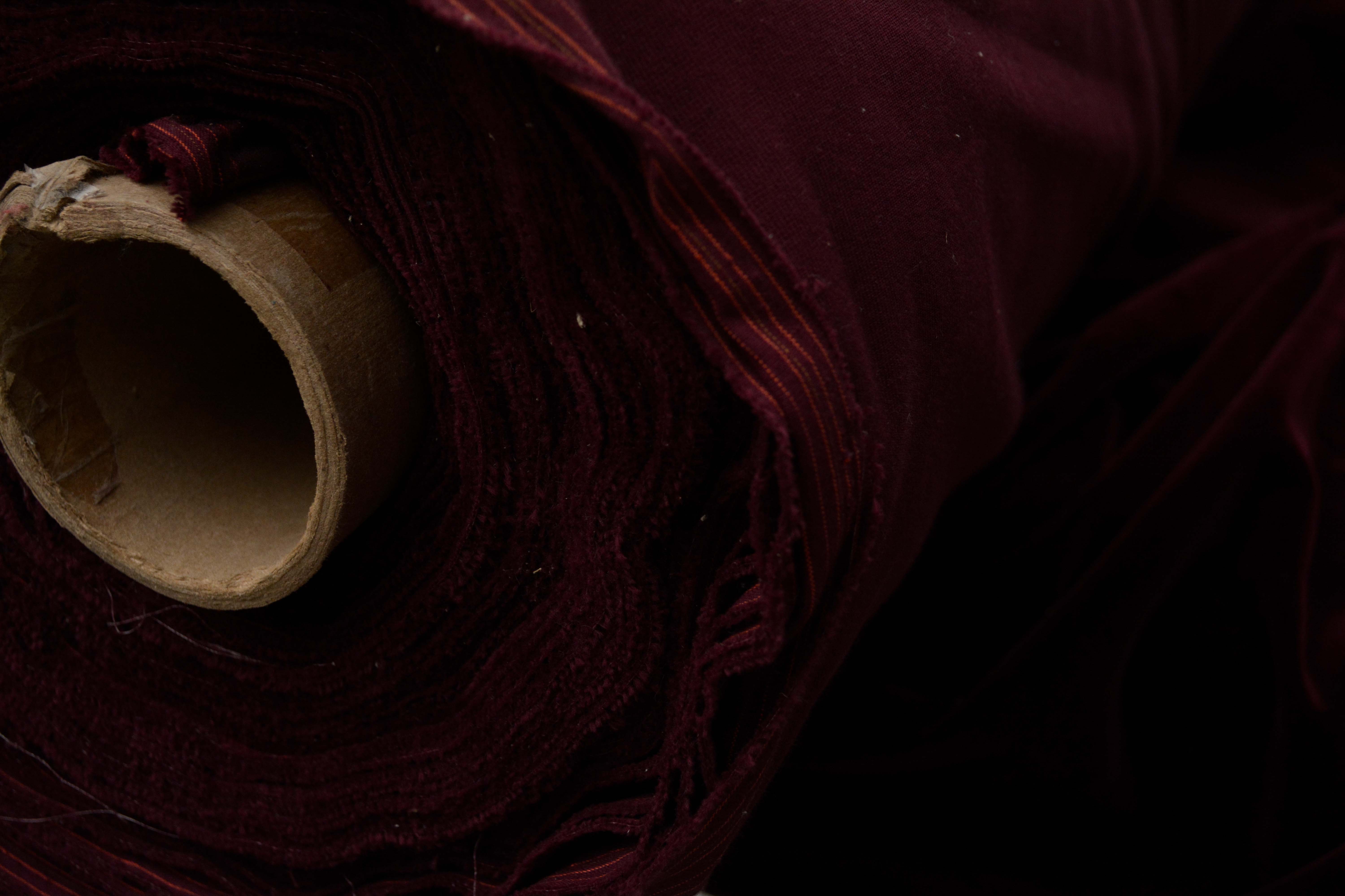 Dark Red Velveteen Upholstery Fabric Bolt