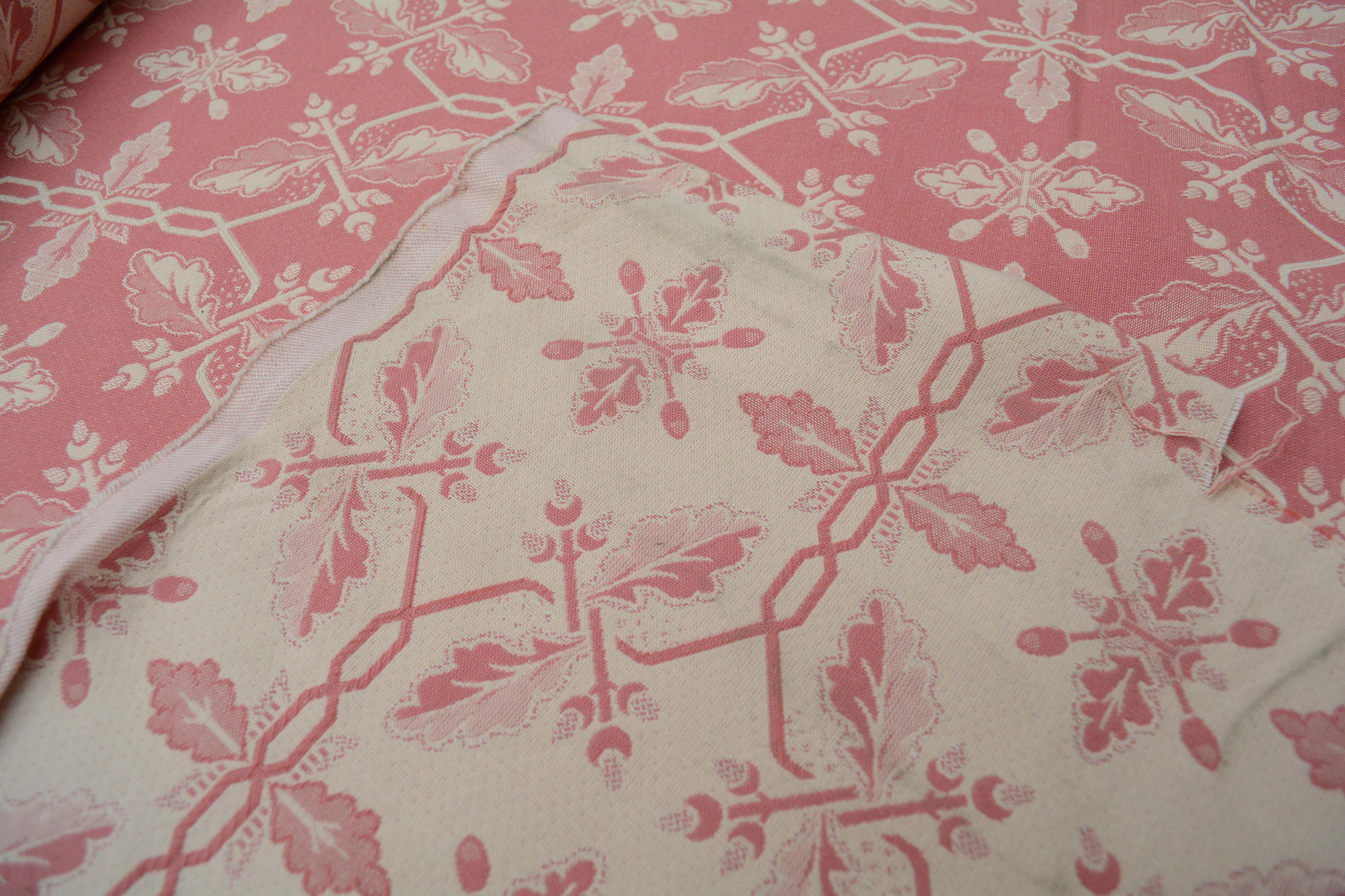 Brunschwig & FIls "Alicia" Woven Texture Pink and Cream Upholstery Fabric Bolt
