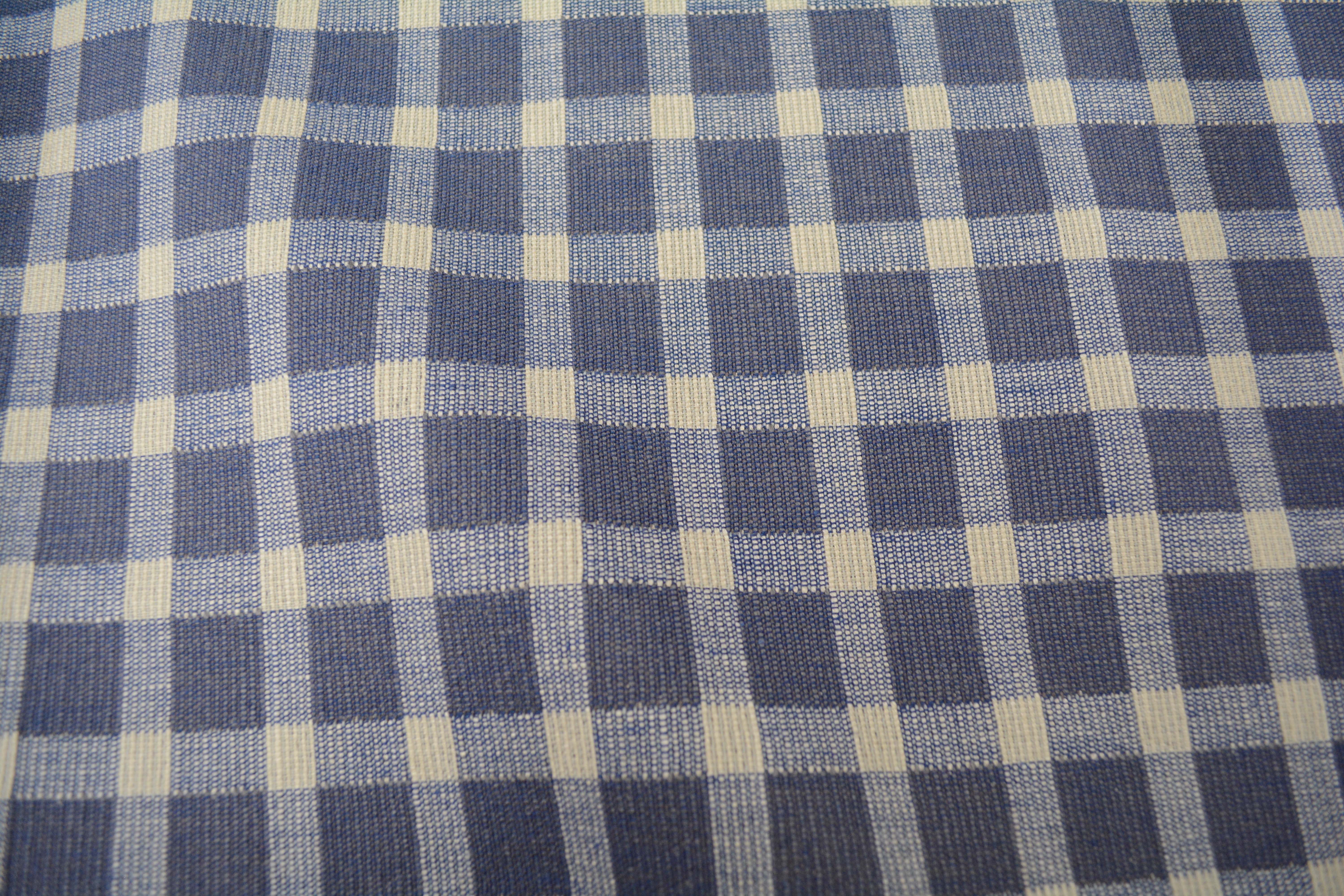 Blue Gingham and Plaid Upholstery Fabric Bolts