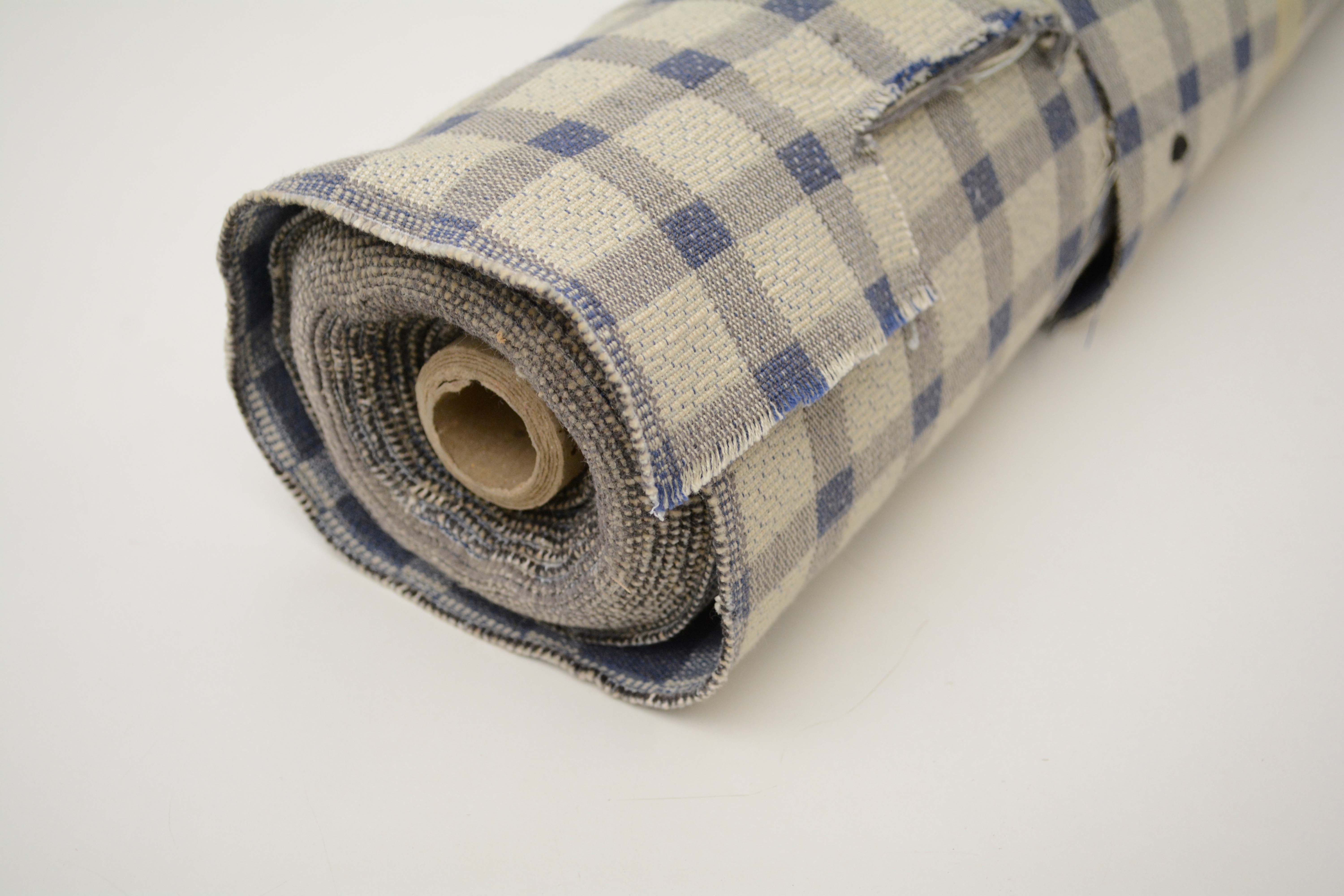 Blue Gingham and Plaid Upholstery Fabric Bolts
