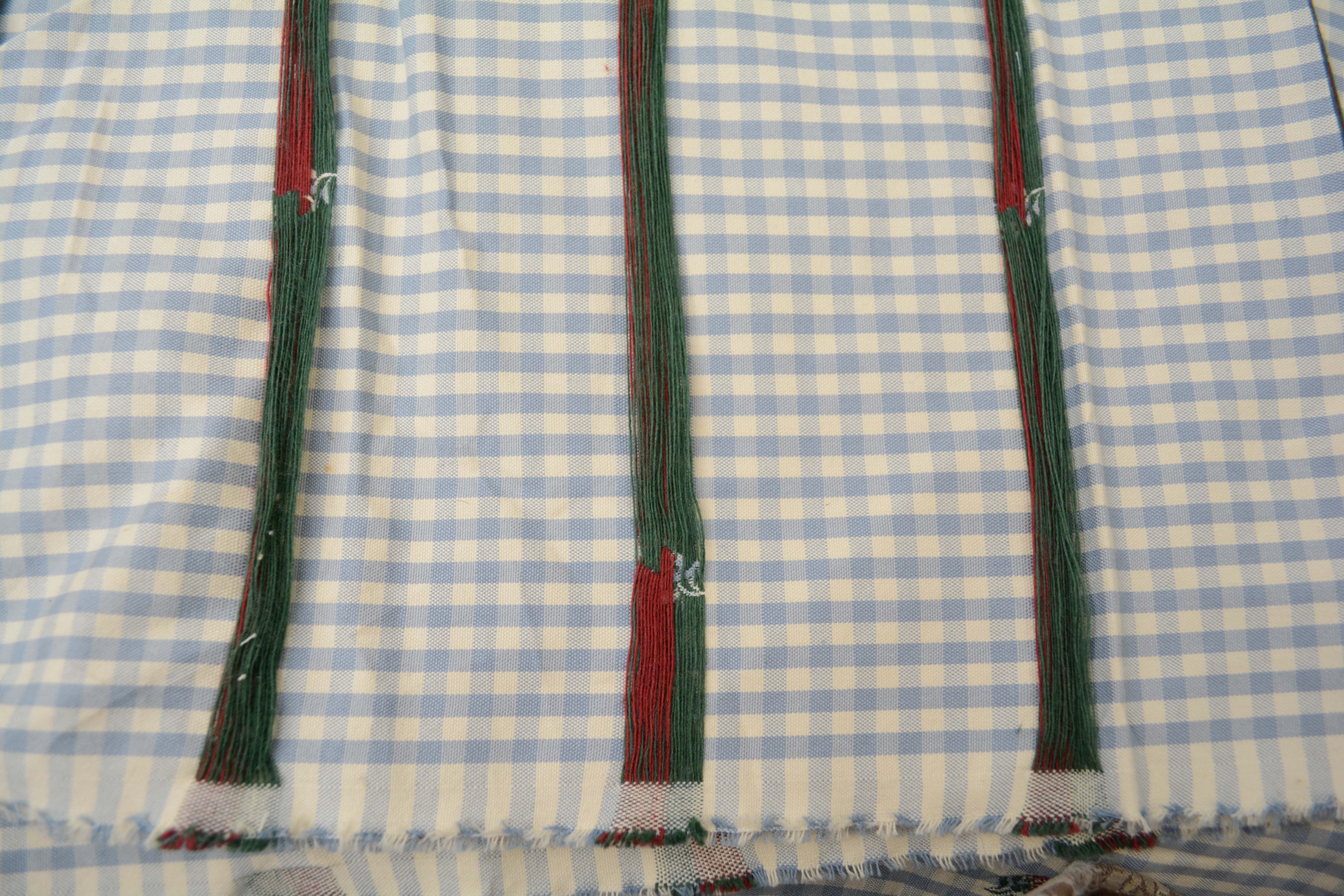 Blue Gingham and Plaid Upholstery Fabric Bolts