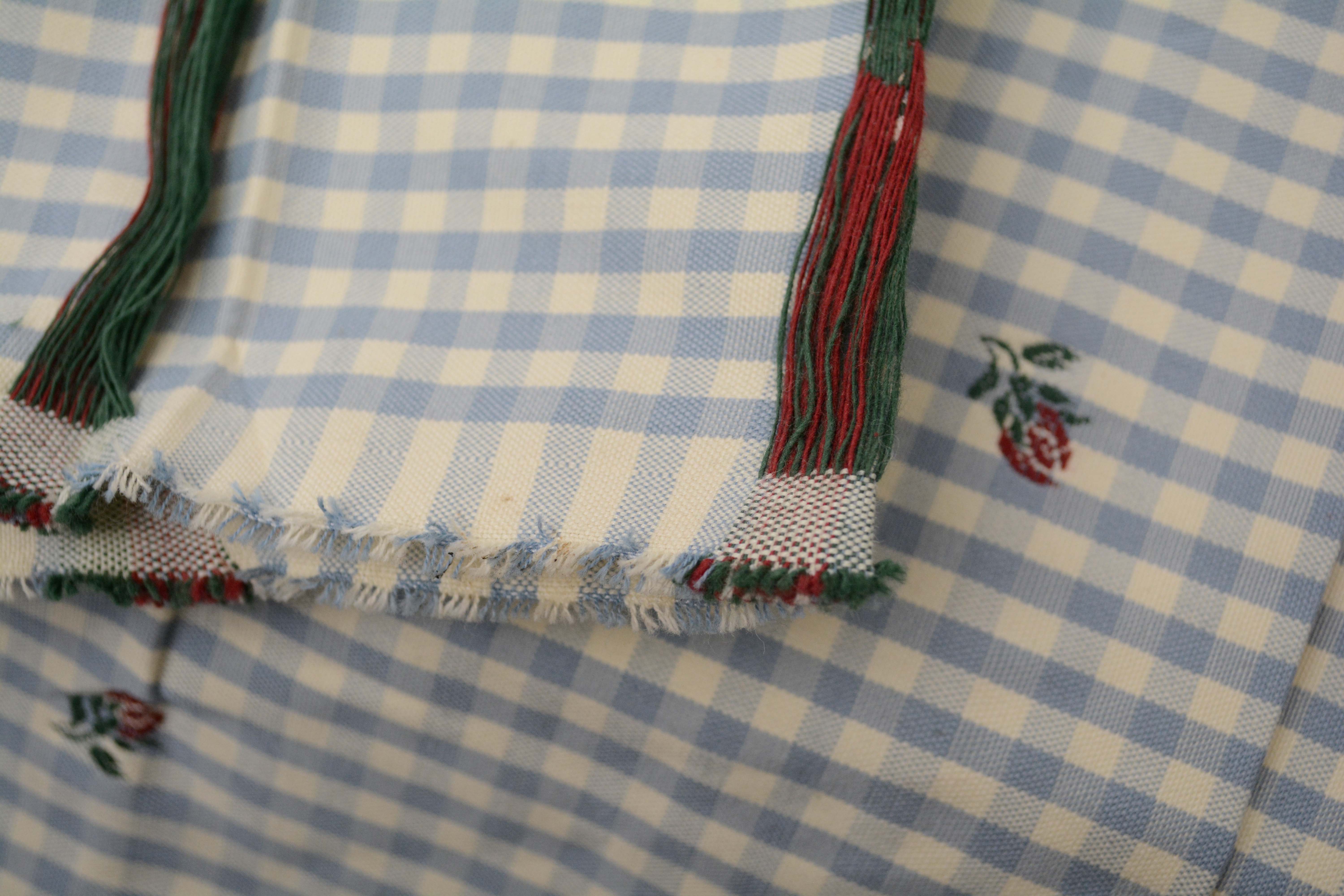 Blue Gingham and Plaid Upholstery Fabric Bolts