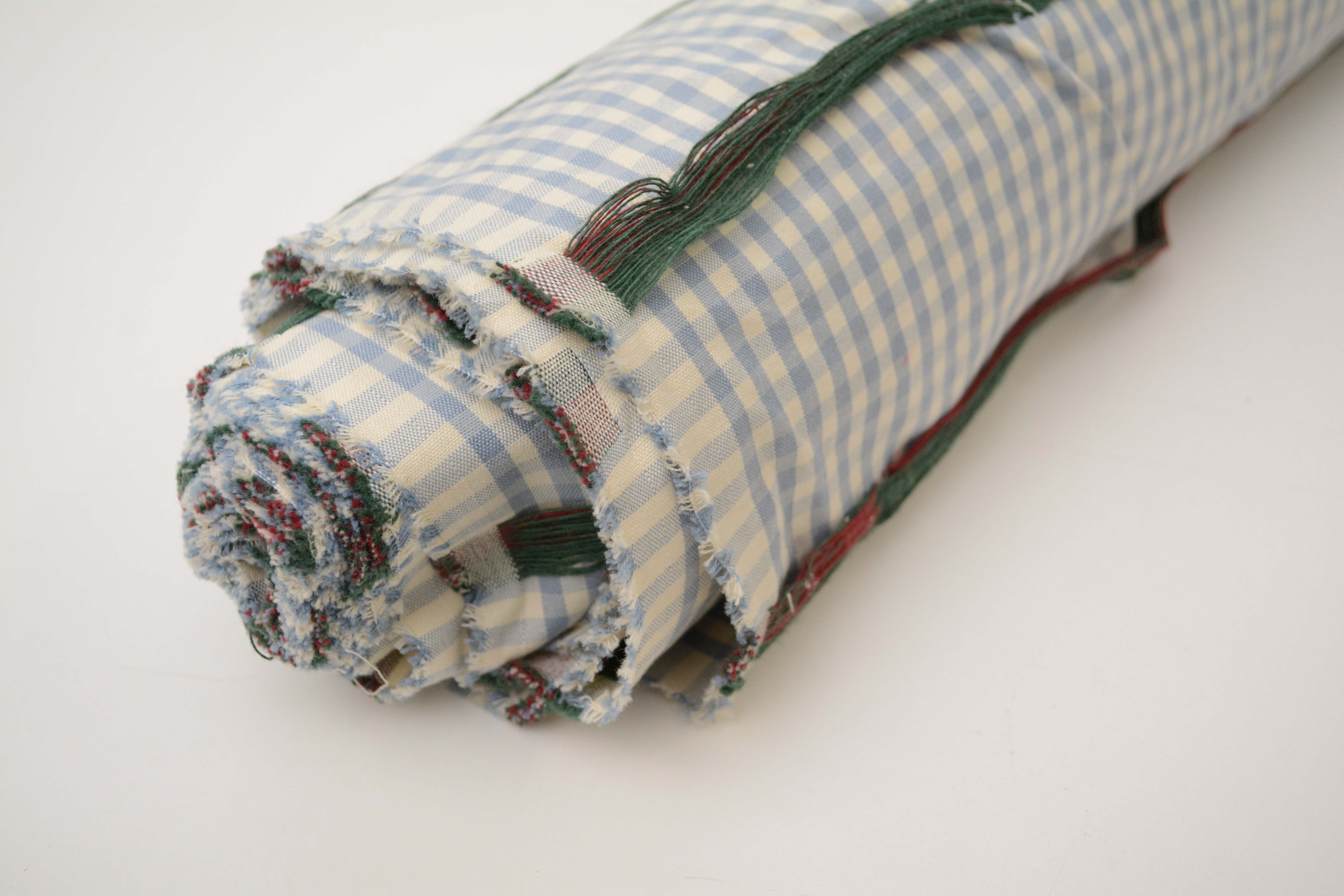 Blue Gingham and Plaid Upholstery Fabric Bolts