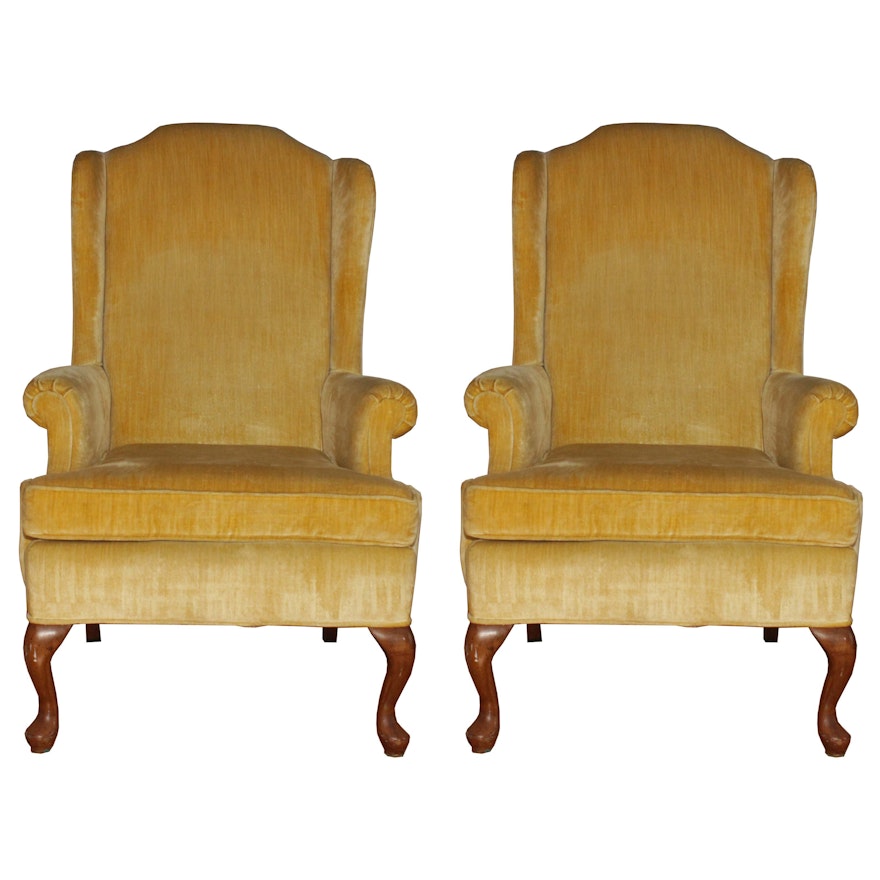 Pair of Wing Back Chairs by Suggs and Hardin