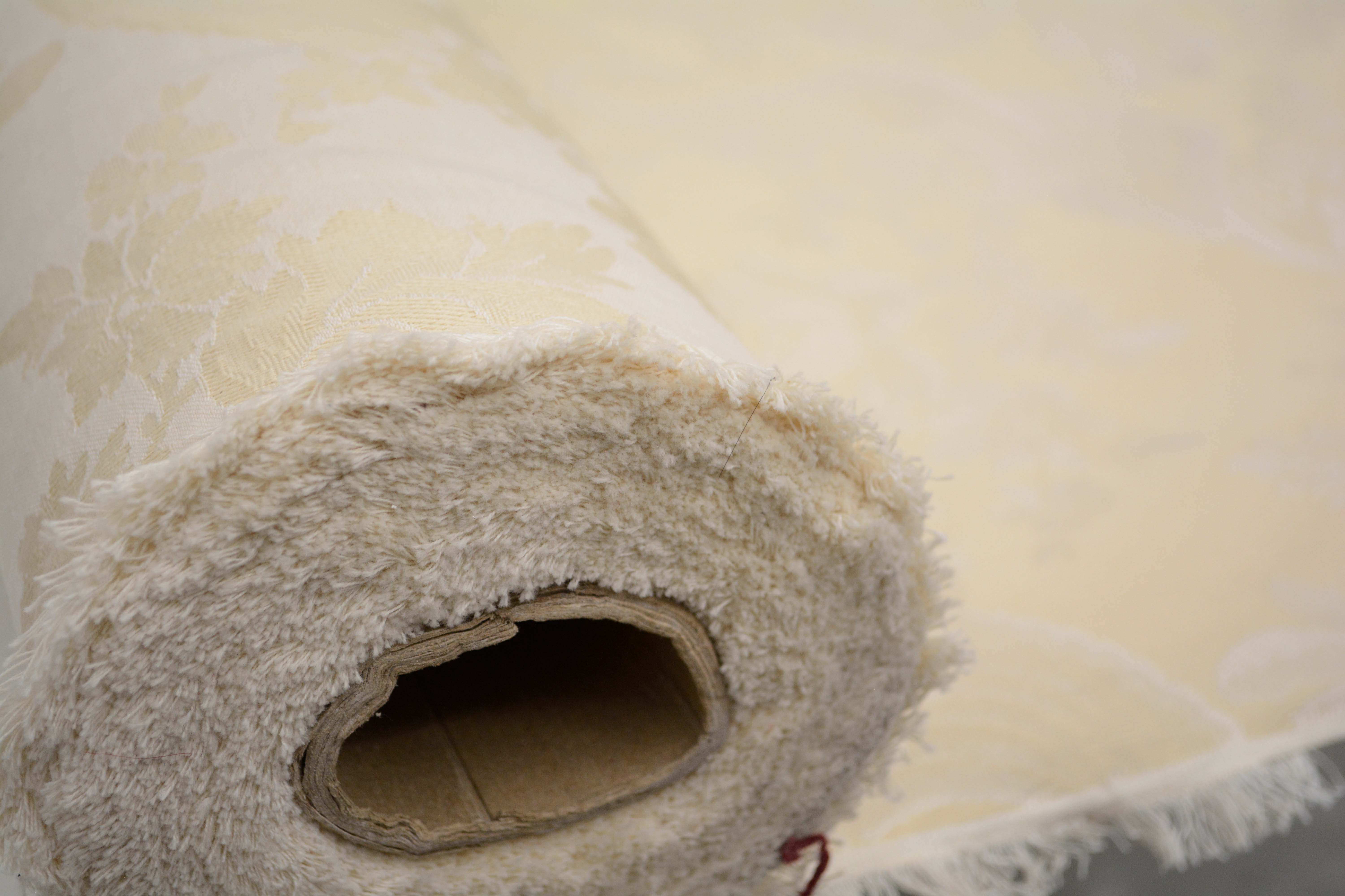 Cream and Gold Colored Upholstery Fabric Bolts