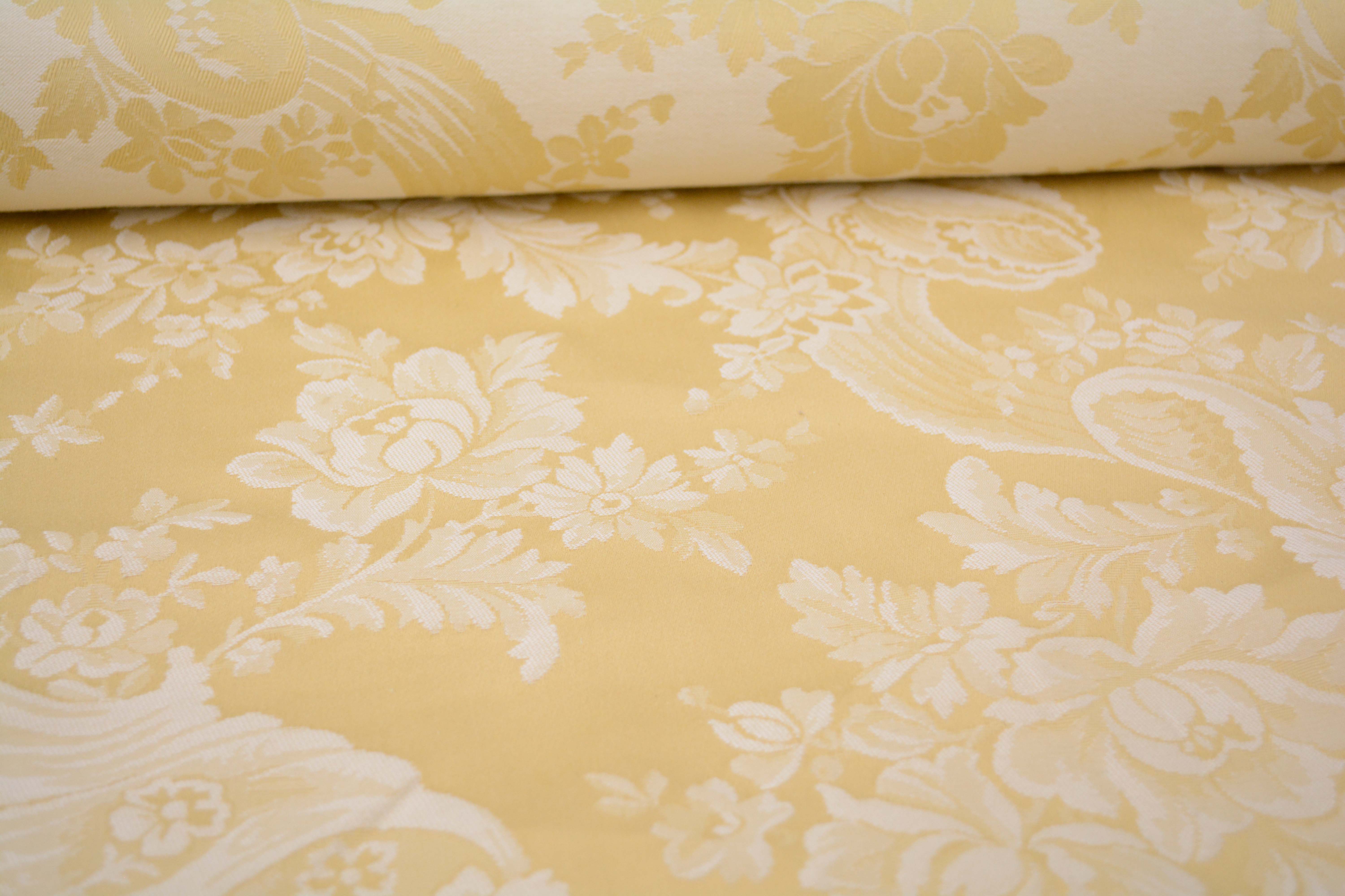 Cream and Gold Colored Upholstery Fabric Bolts