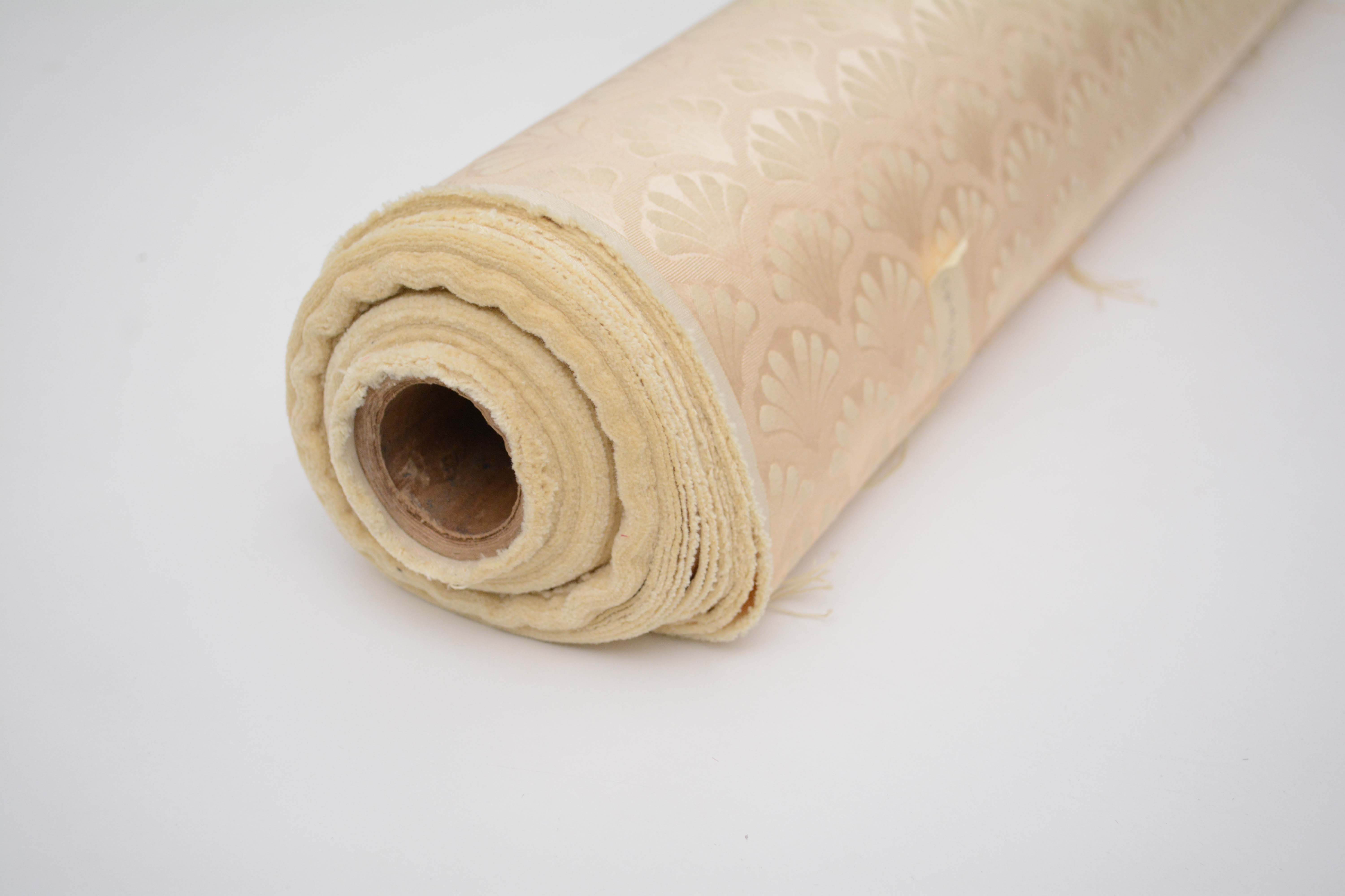 Cream and Gold Colored Upholstery Fabric Bolts