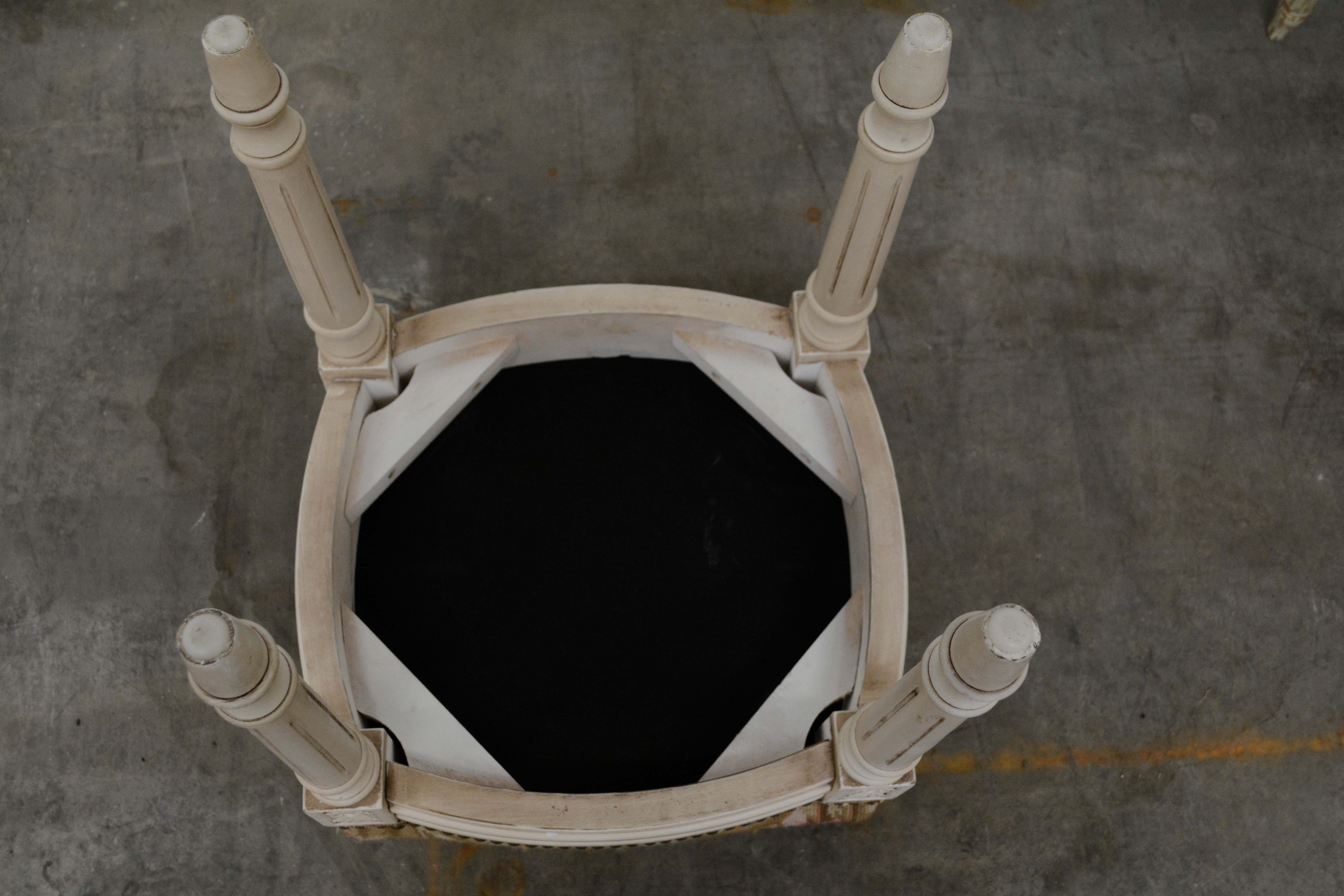 French Neoclassical Style Painted Wood Side Chair and Stools, 20th Century