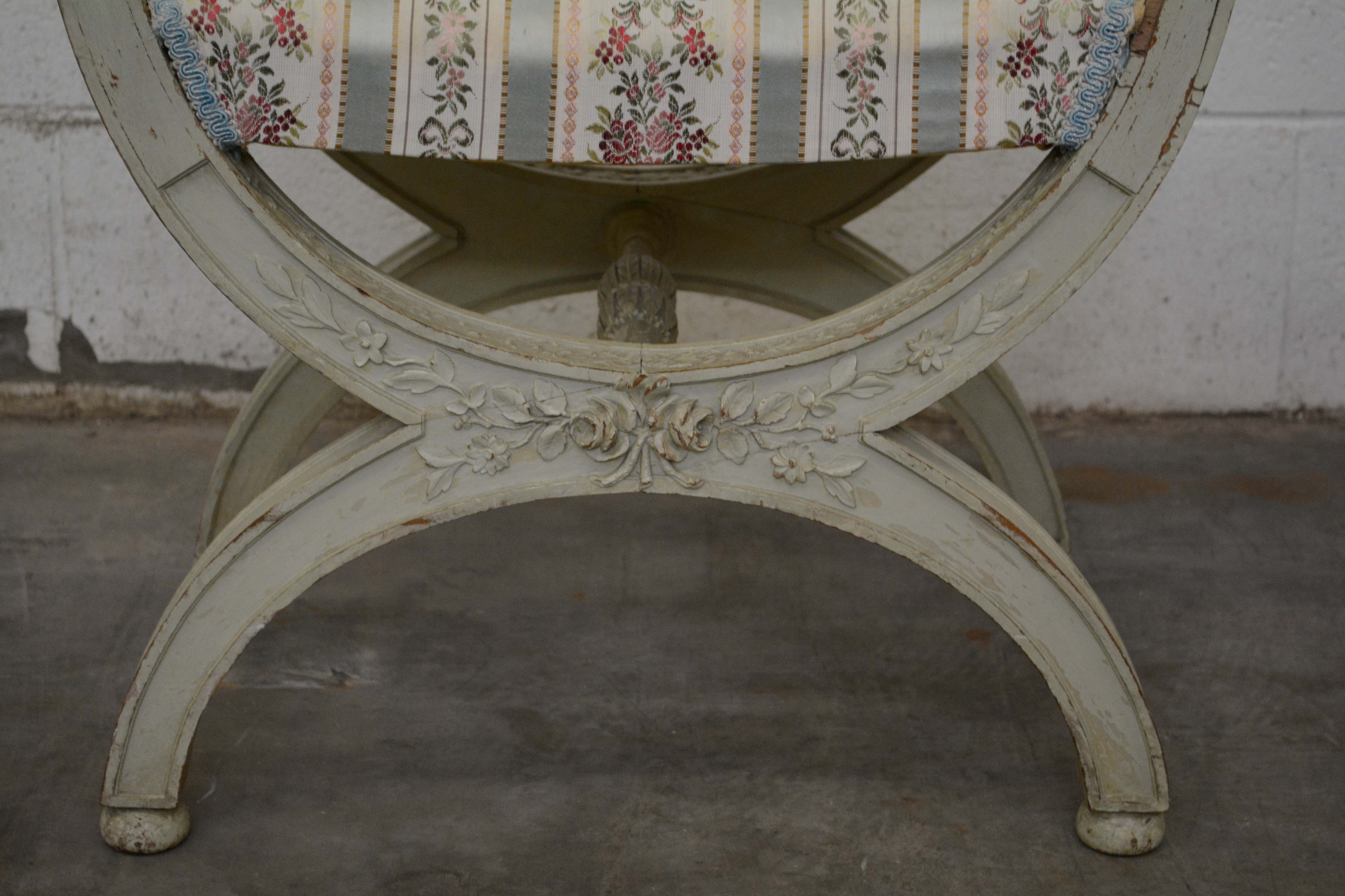 French Neoclassical Style Painted Wood Side Chair and Stools, 20th Century