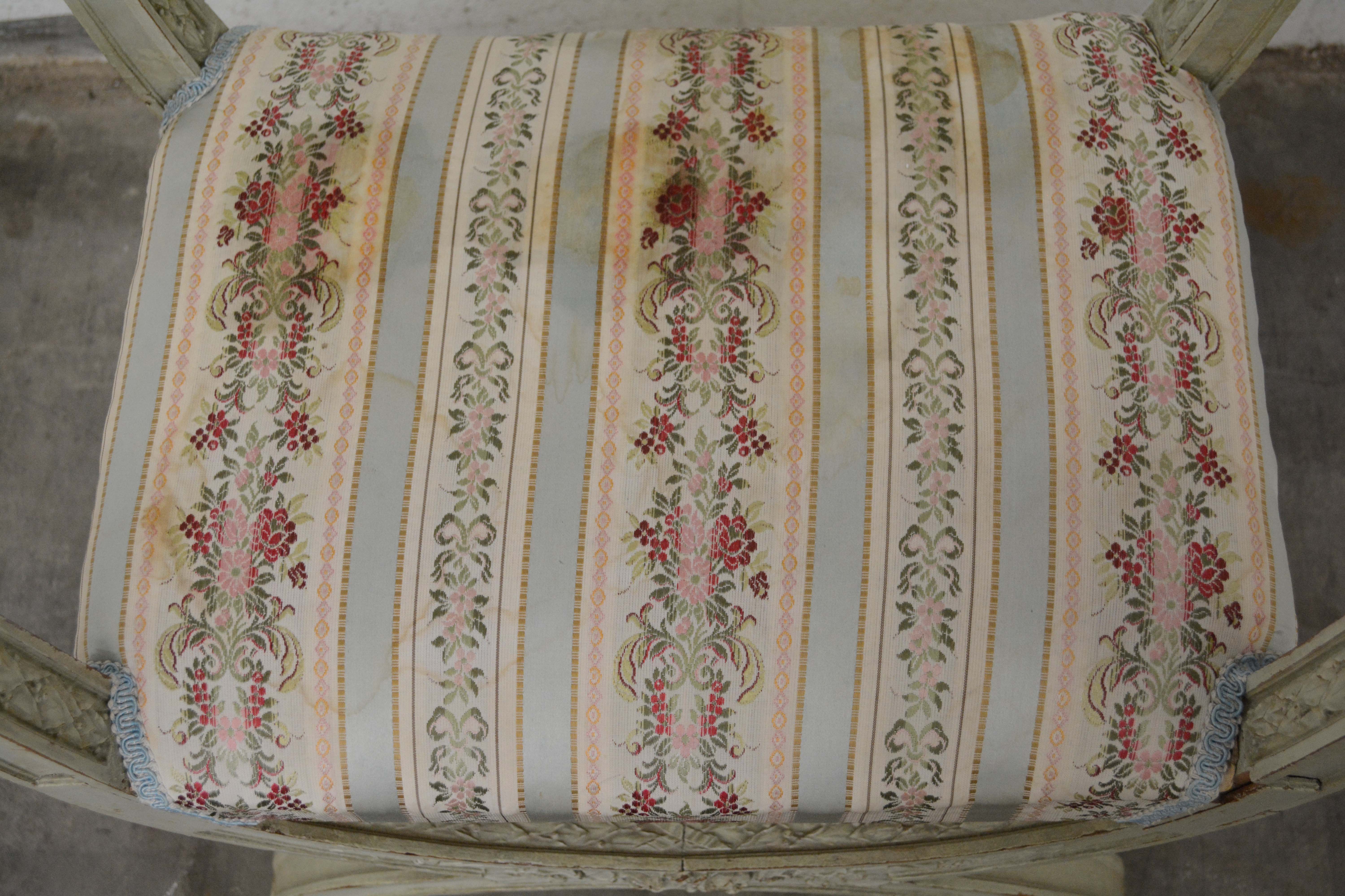 French Neoclassical Style Painted Wood Side Chair and Stools, 20th Century