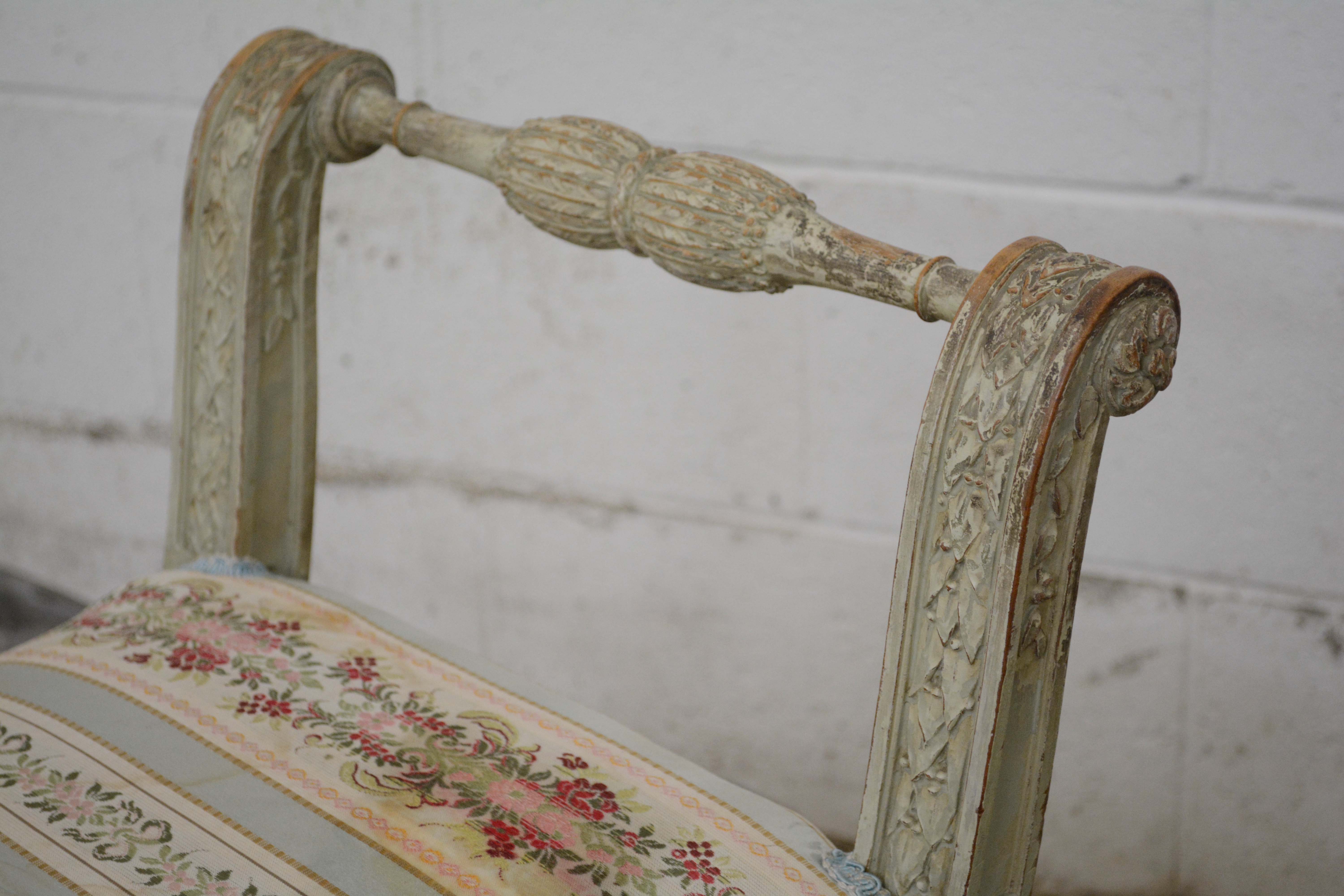 French Neoclassical Style Painted Wood Side Chair and Stools, 20th Century