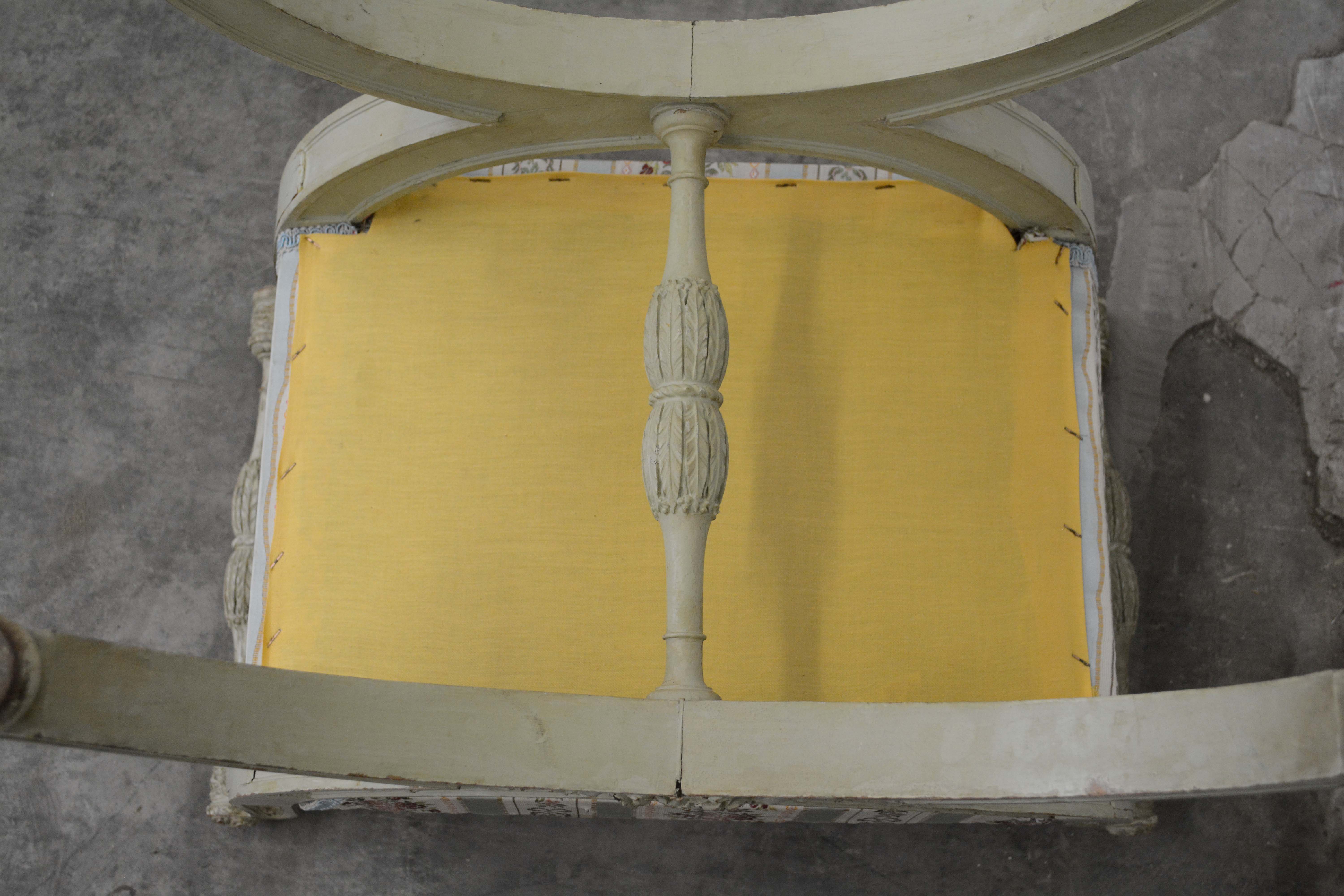 French Neoclassical Style Painted Wood Side Chair and Stools, 20th Century