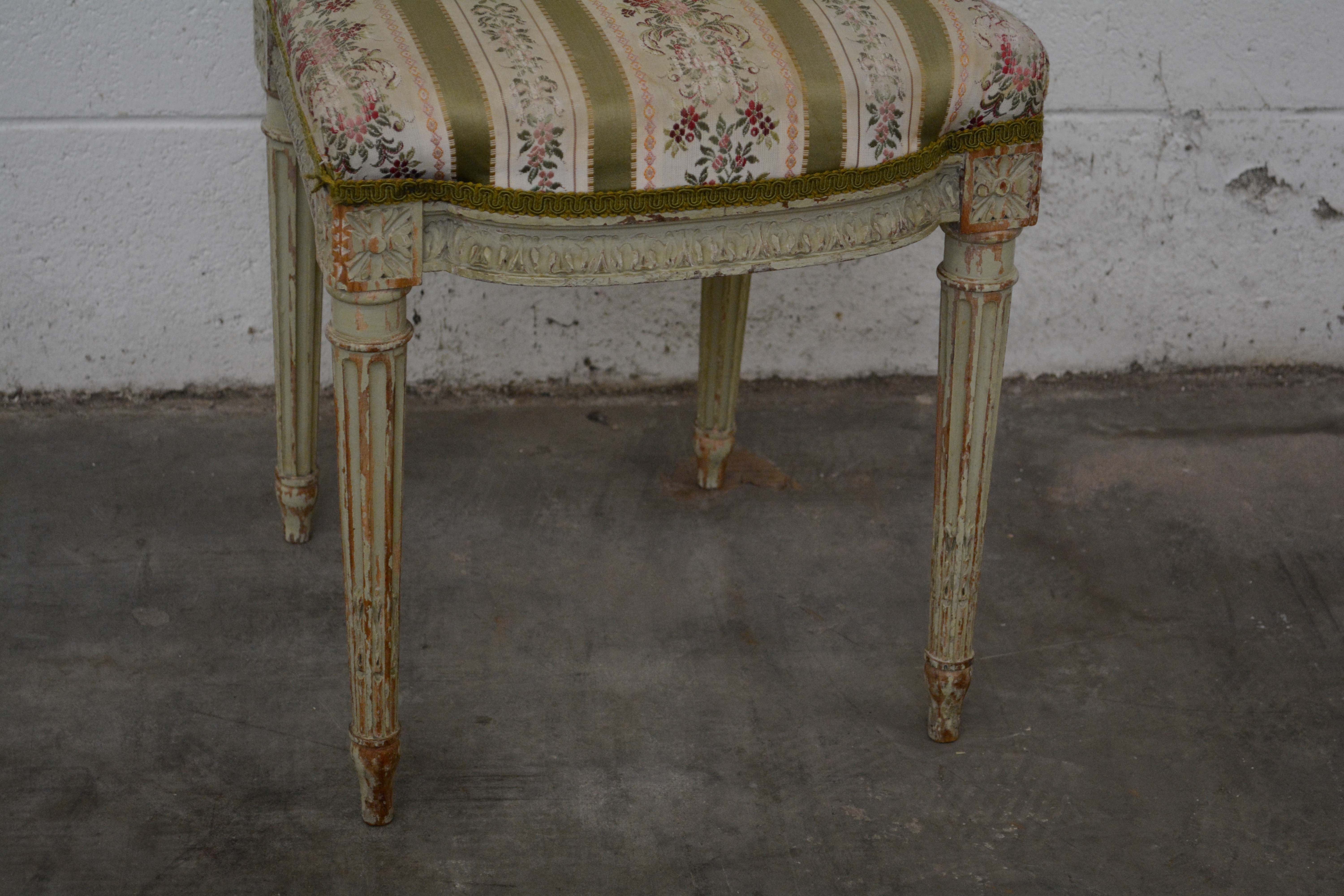 French Neoclassical Style Painted Wood Side Chair and Stools, 20th Century