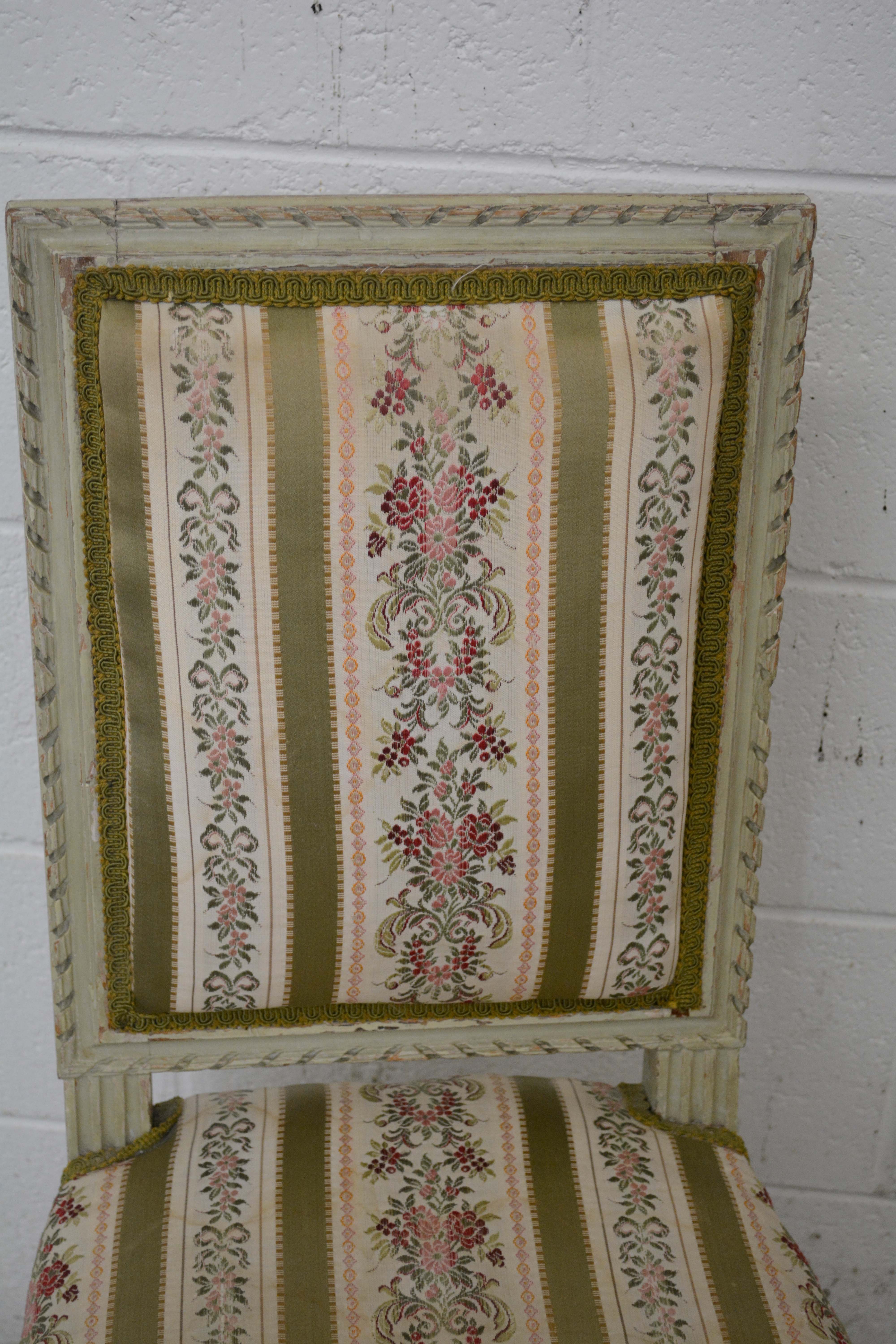 French Neoclassical Style Painted Wood Side Chair and Stools, 20th Century