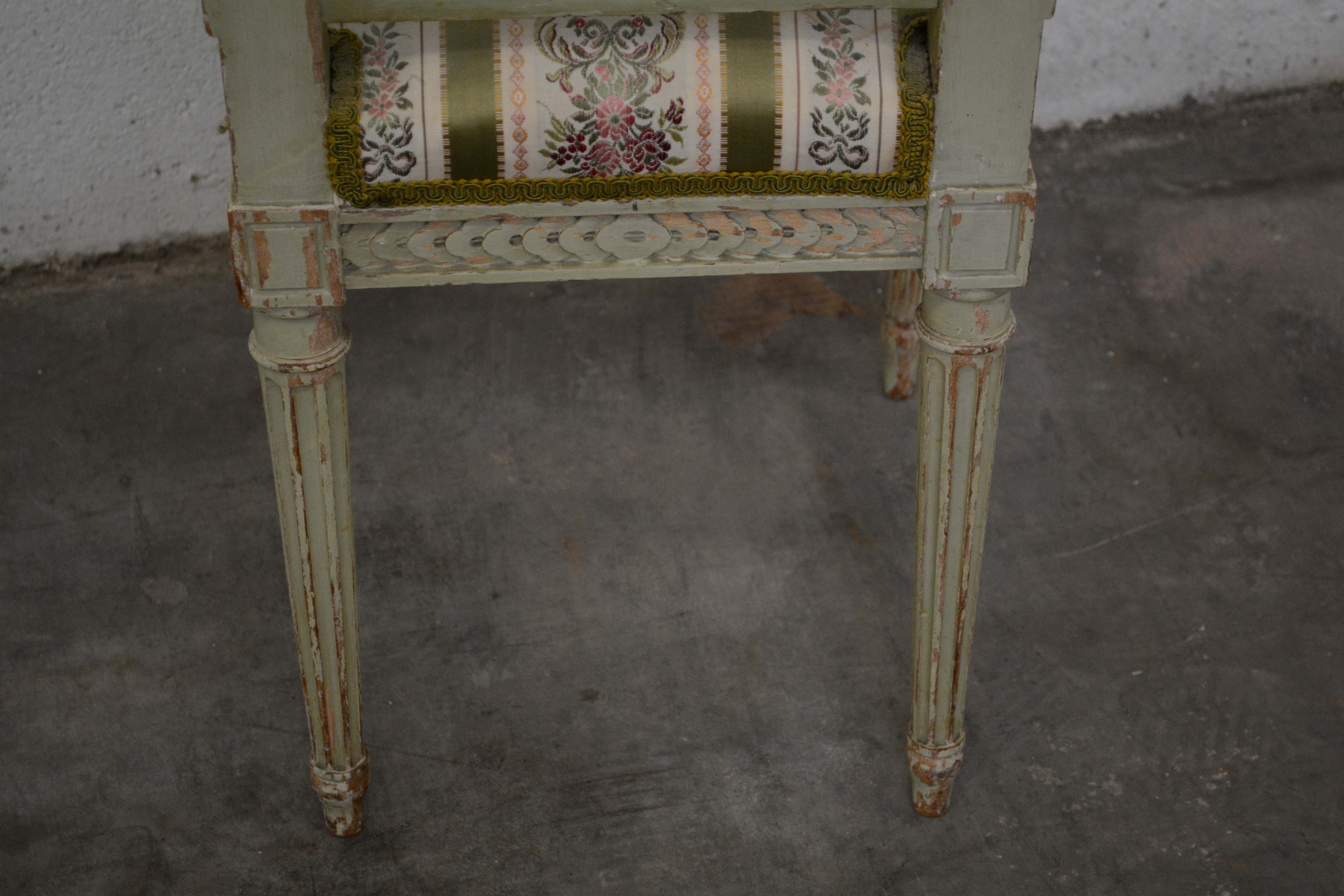 French Neoclassical Style Painted Wood Side Chair and Stools, 20th Century