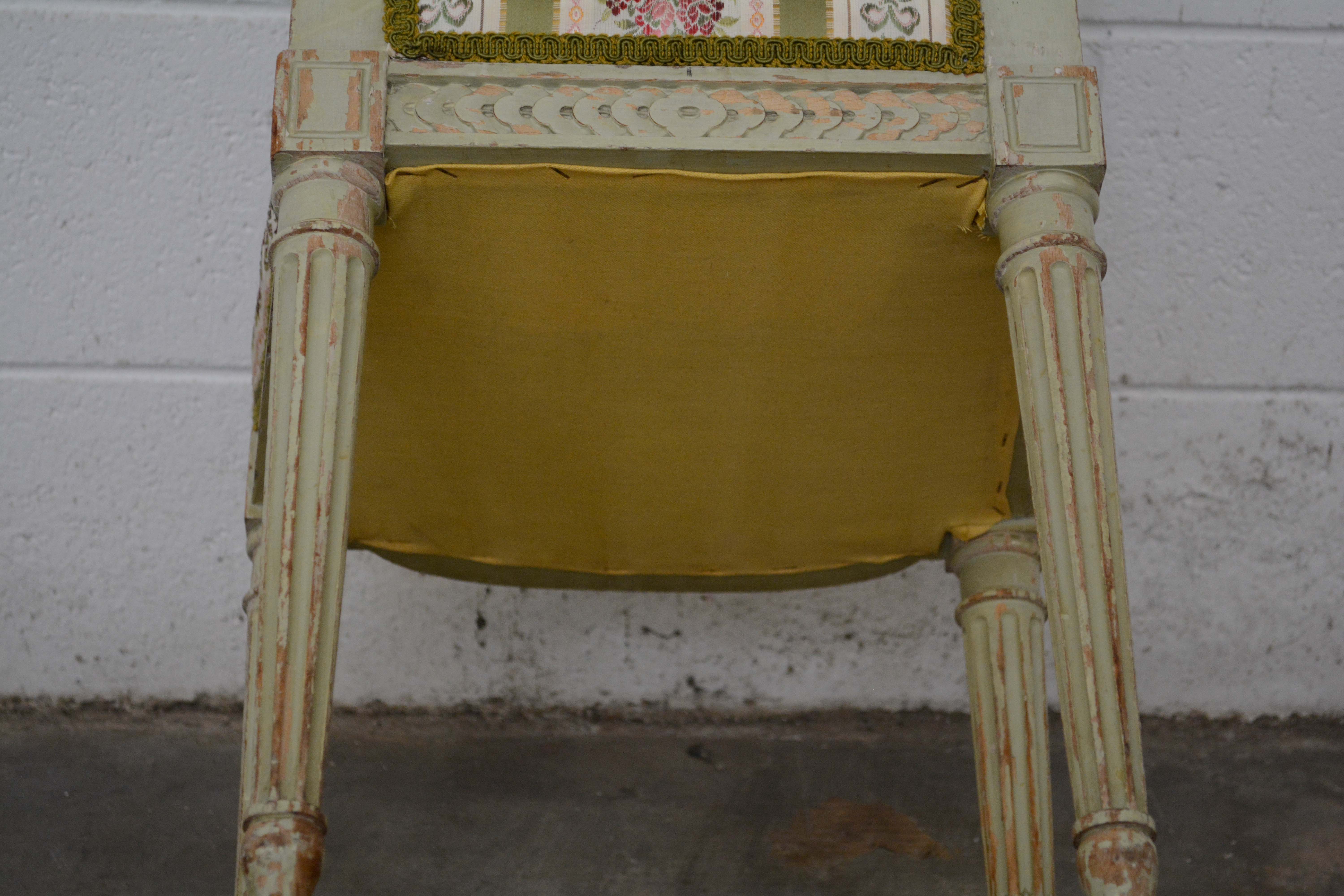 French Neoclassical Style Painted Wood Side Chair and Stools, 20th Century
