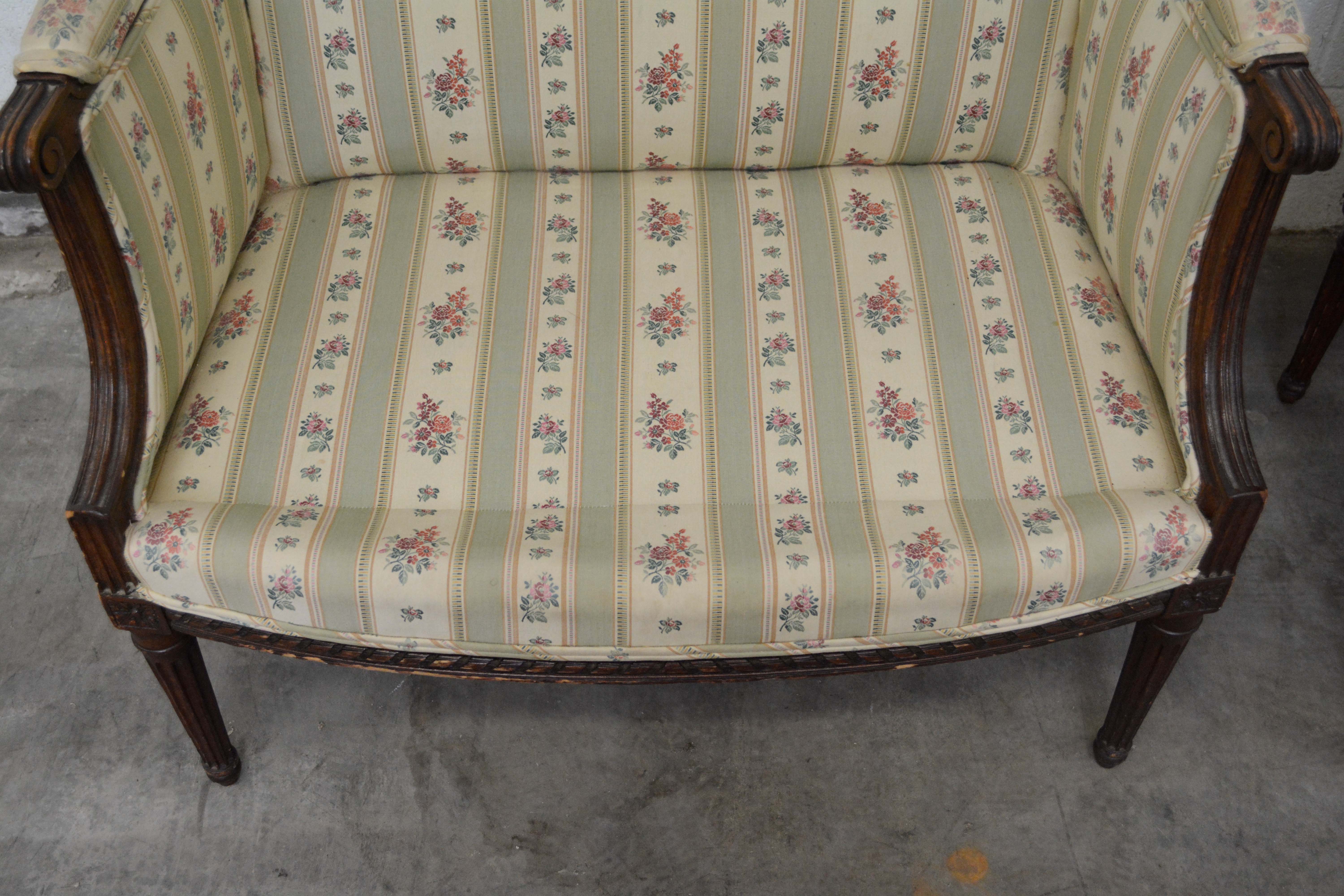 Pair of Louis XVI Style Bergères, Late 19th/Early 20th Century