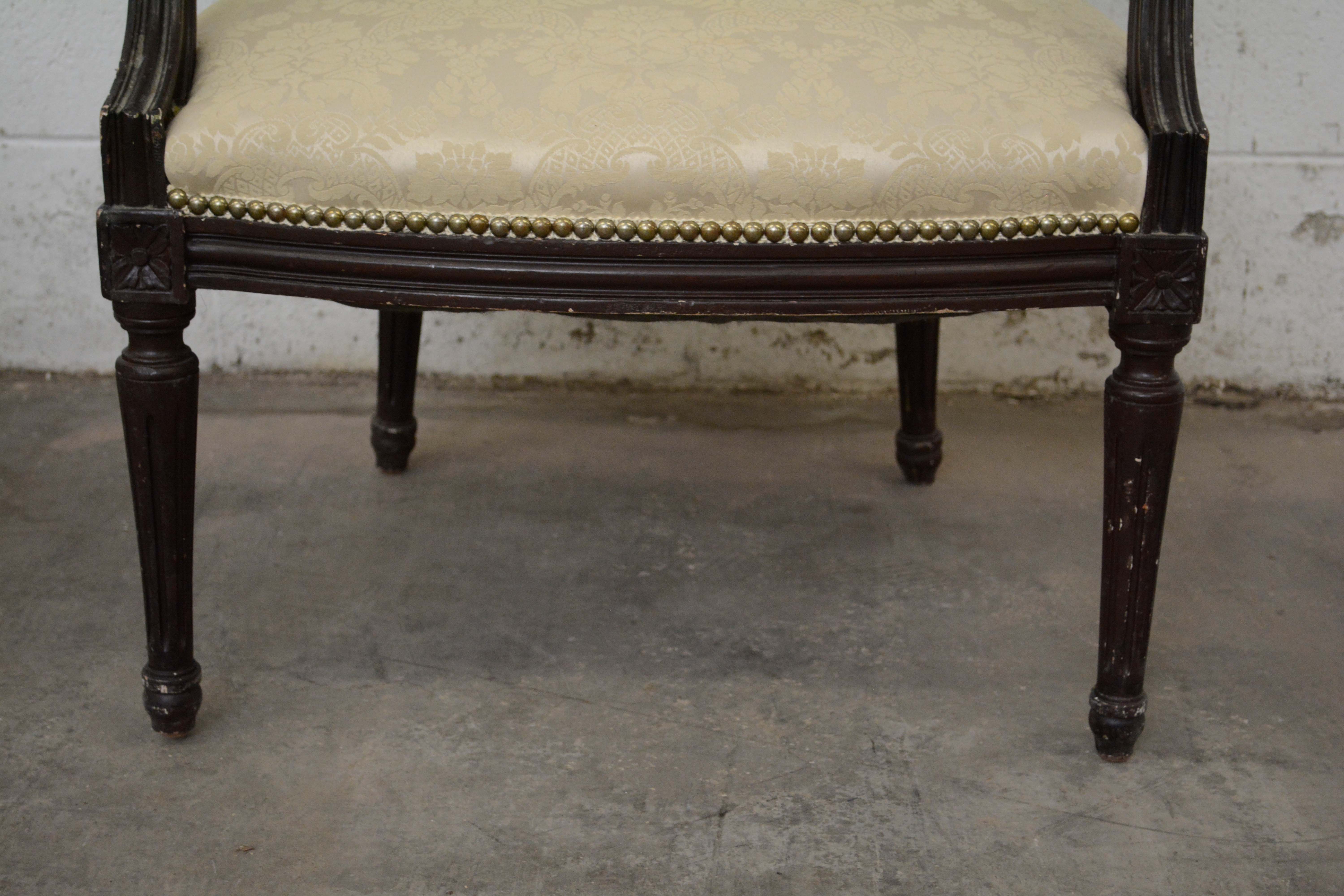 Federal Style Painted Wood Frame Upholstered Armchairs, 20th Century