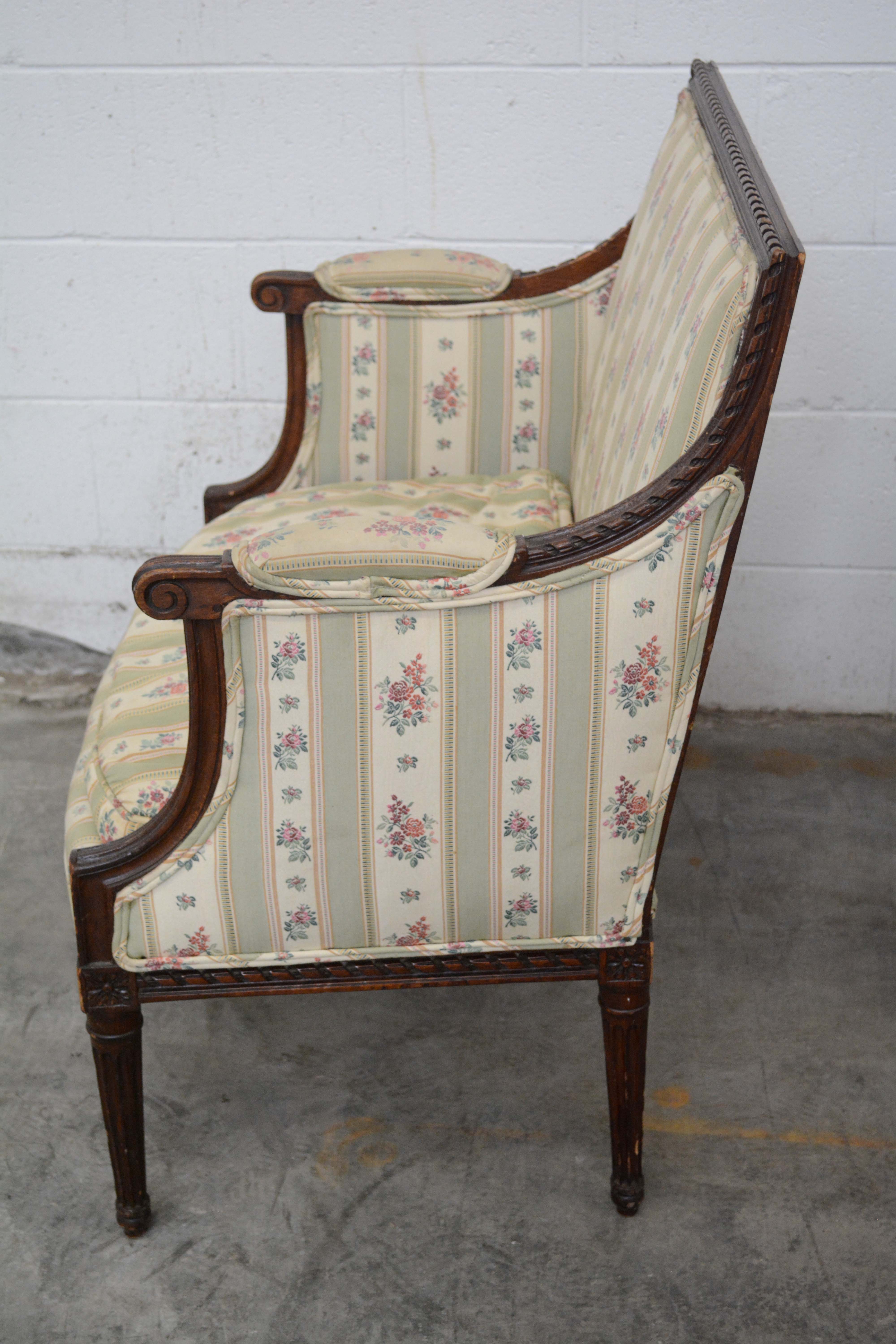 Pair of Louis XVI Style Bergères, Late 19th/Early 20th Century