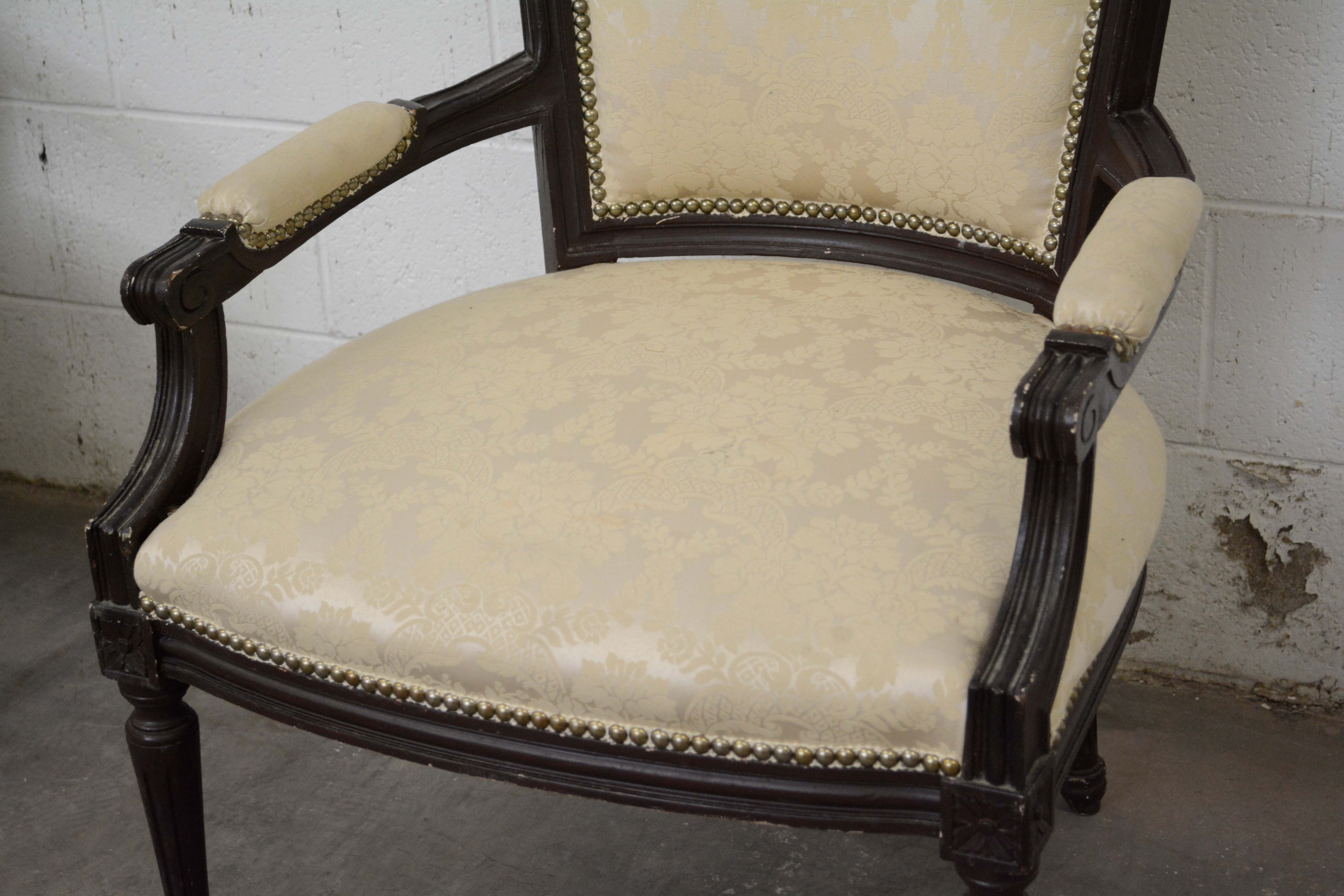 Federal Style Painted Wood Frame Upholstered Armchairs, 20th Century