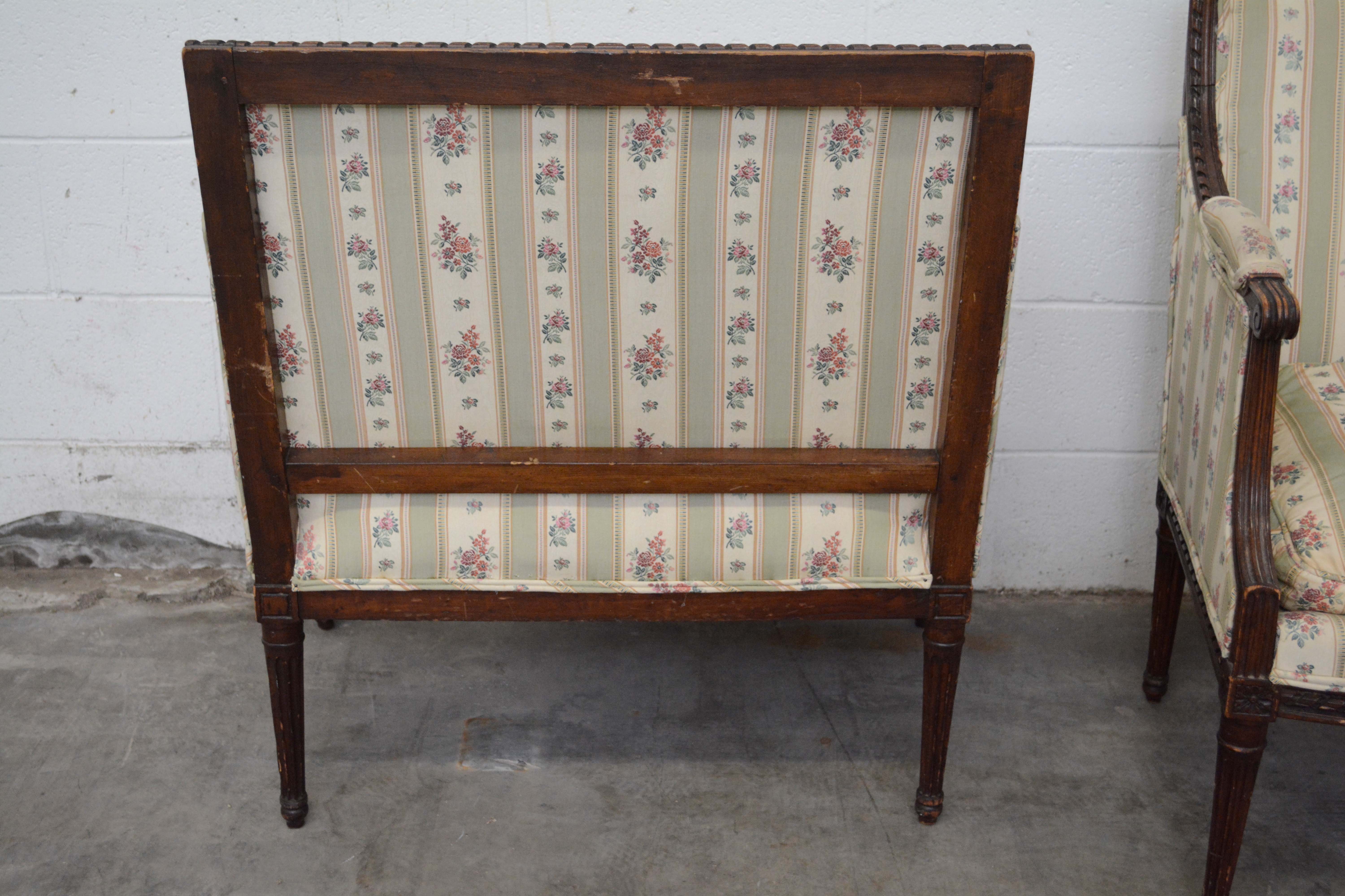 Pair of Louis XVI Style Bergères, Late 19th/Early 20th Century