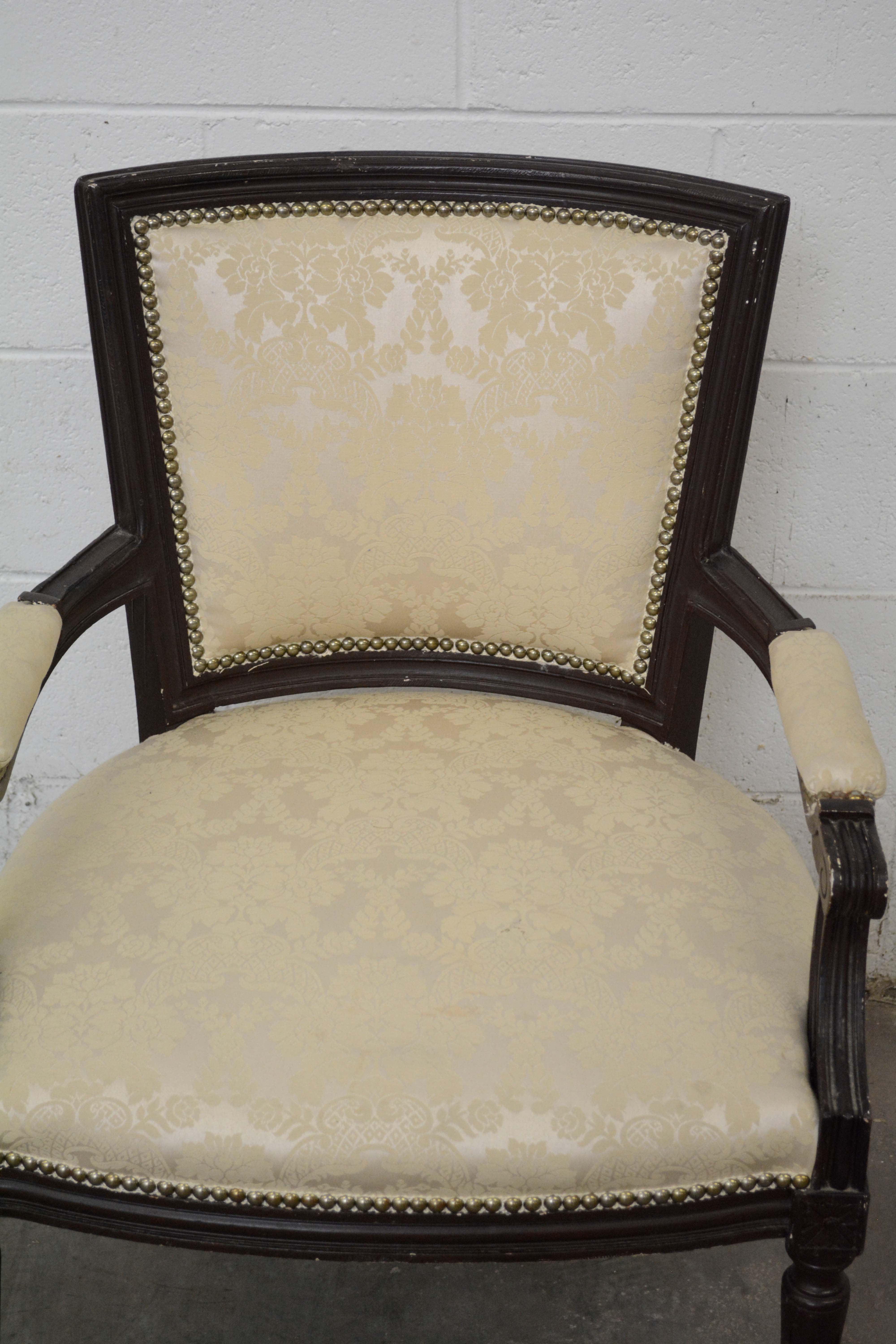 Federal Style Painted Wood Frame Upholstered Armchairs, 20th Century