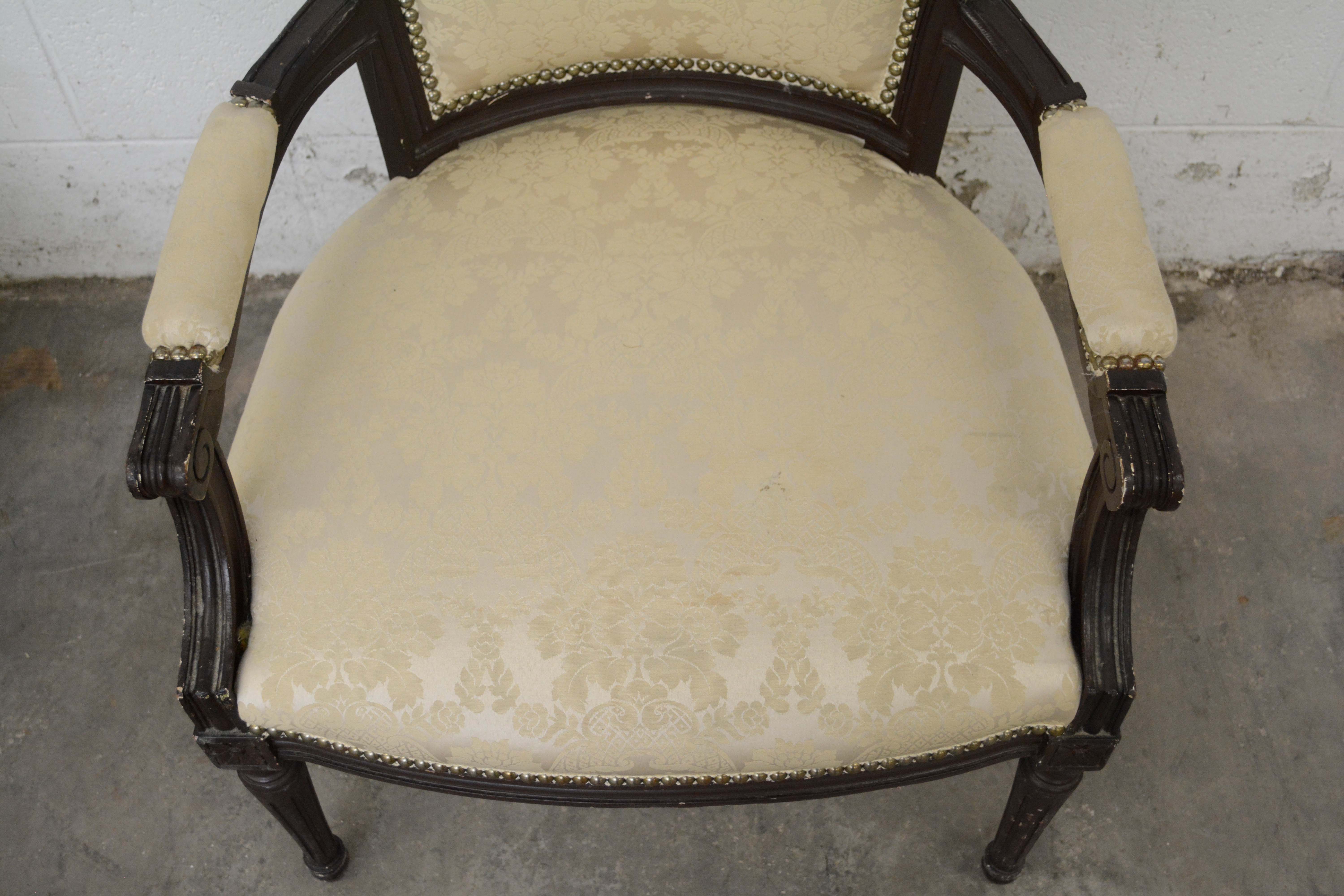 Federal Style Painted Wood Frame Upholstered Armchairs, 20th Century